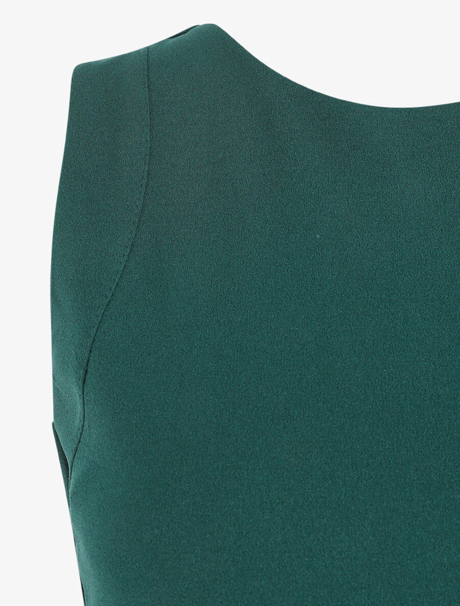 Robe longue drapée sans manches - Vert sapin - Image 4