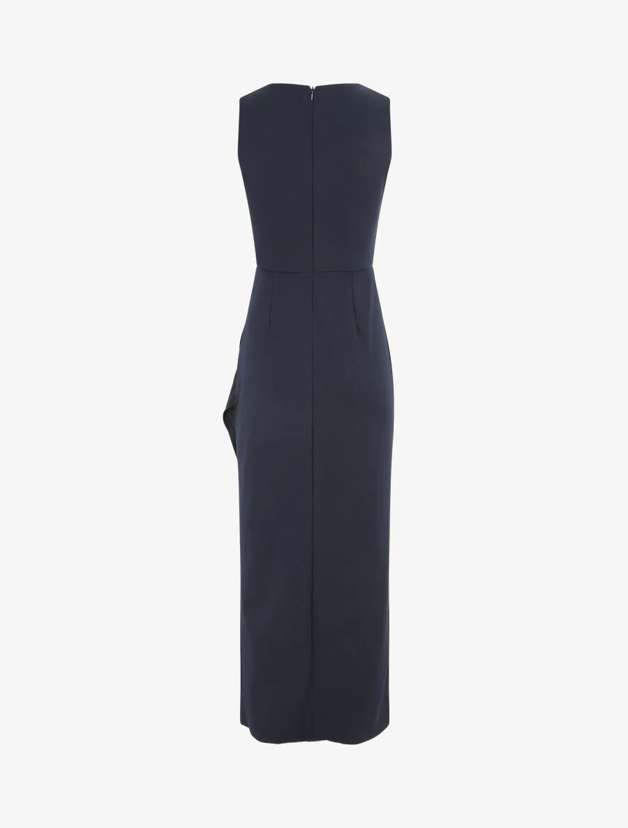 Robe longue drapée sans manches - Marine - Image 2