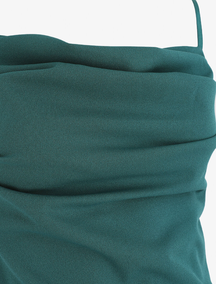 Robe longue droite effet drapé - Bleu canard - Image 4