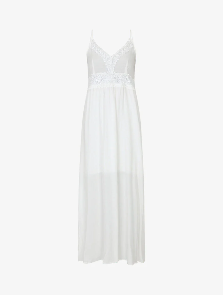 Robe longue droite unie - Blanc
