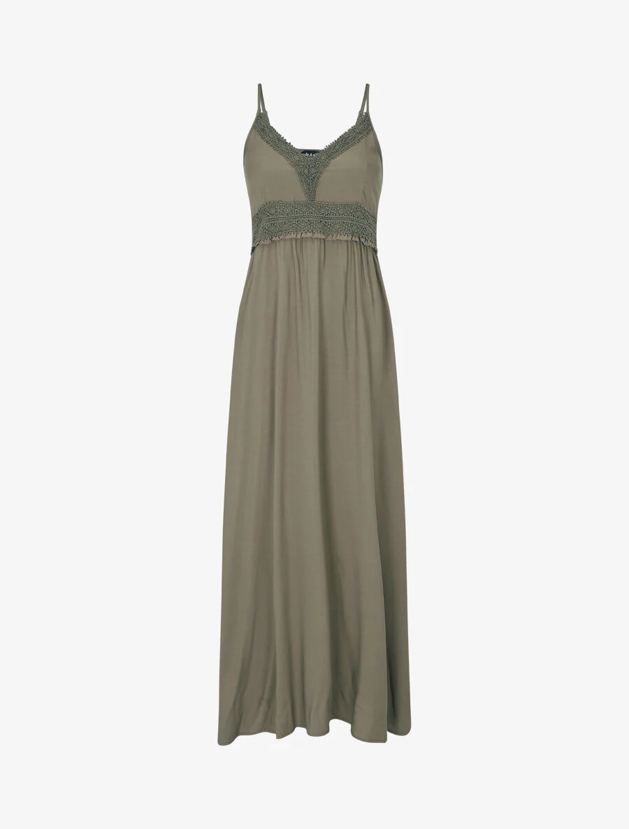Robe longue droite unie - Kaki