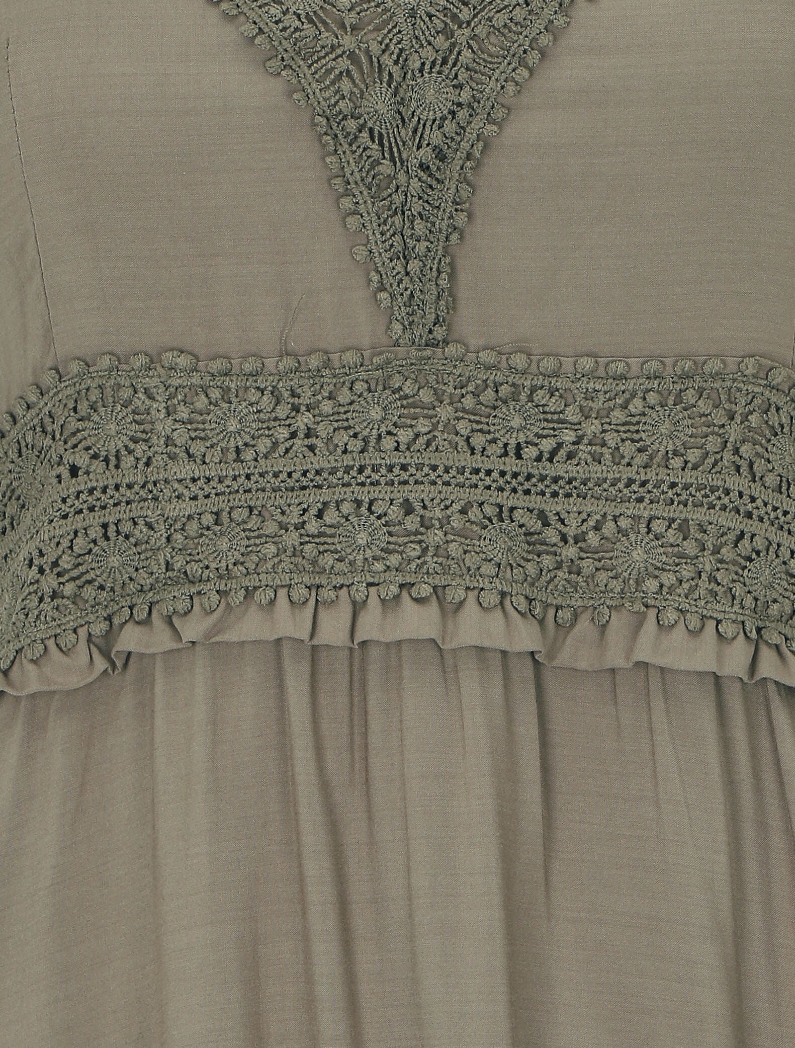 Robe longue droite unie - Kaki - Image 3