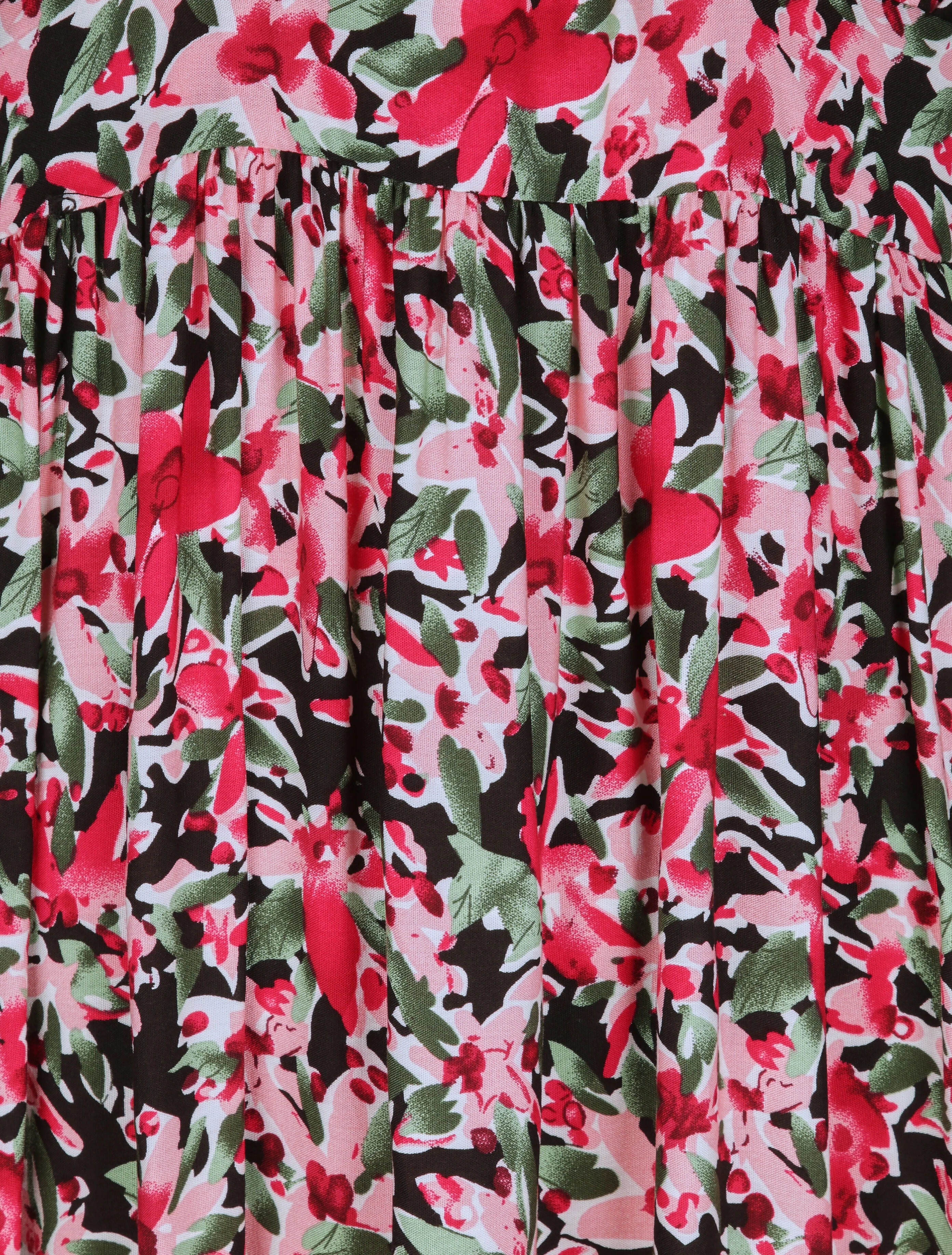 Robe longue empire à bretelles et imprimé fleurs abstraites - Noir - Image 3
