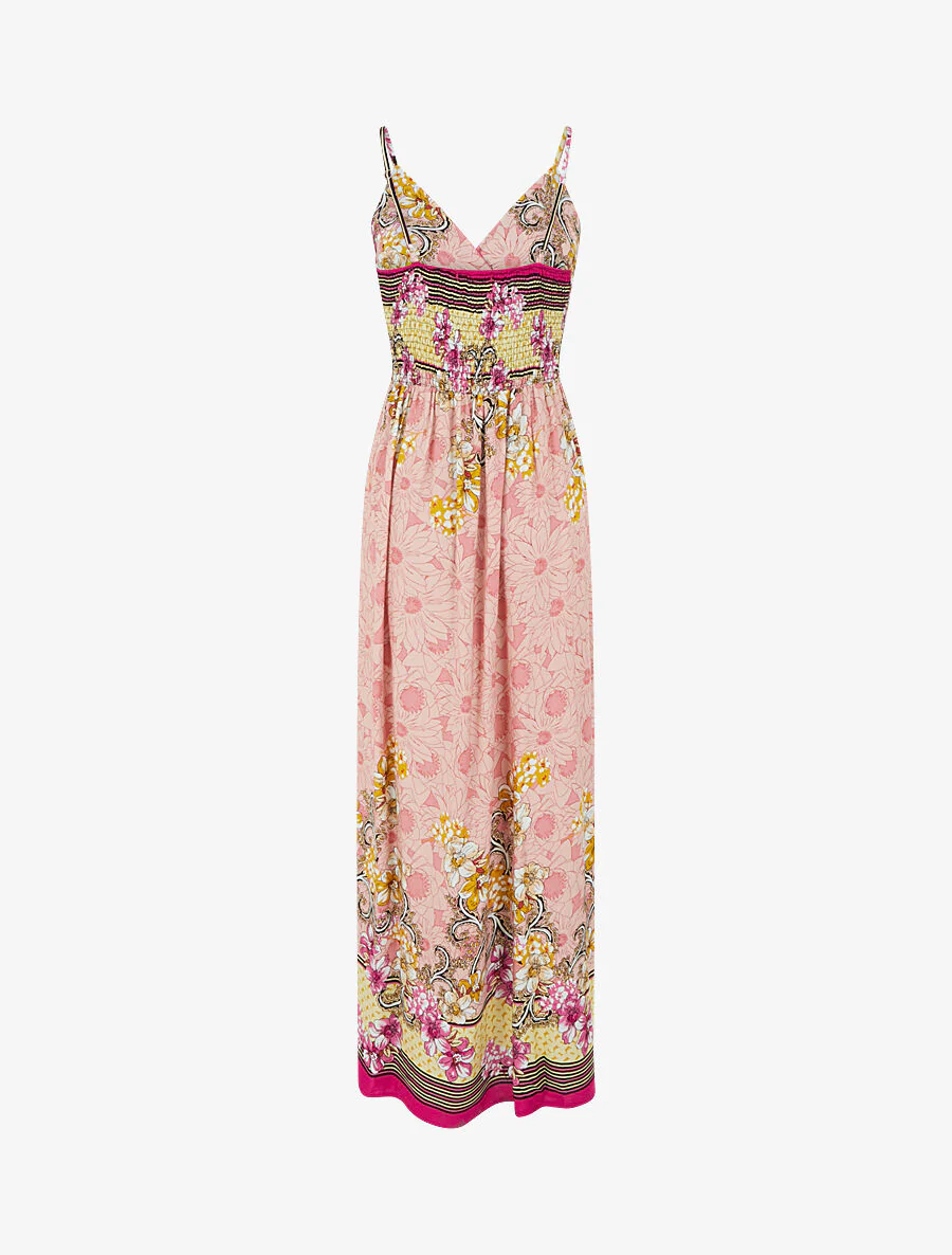 Robe longue empire à bretelles imprimé floral - Rose - Image 2