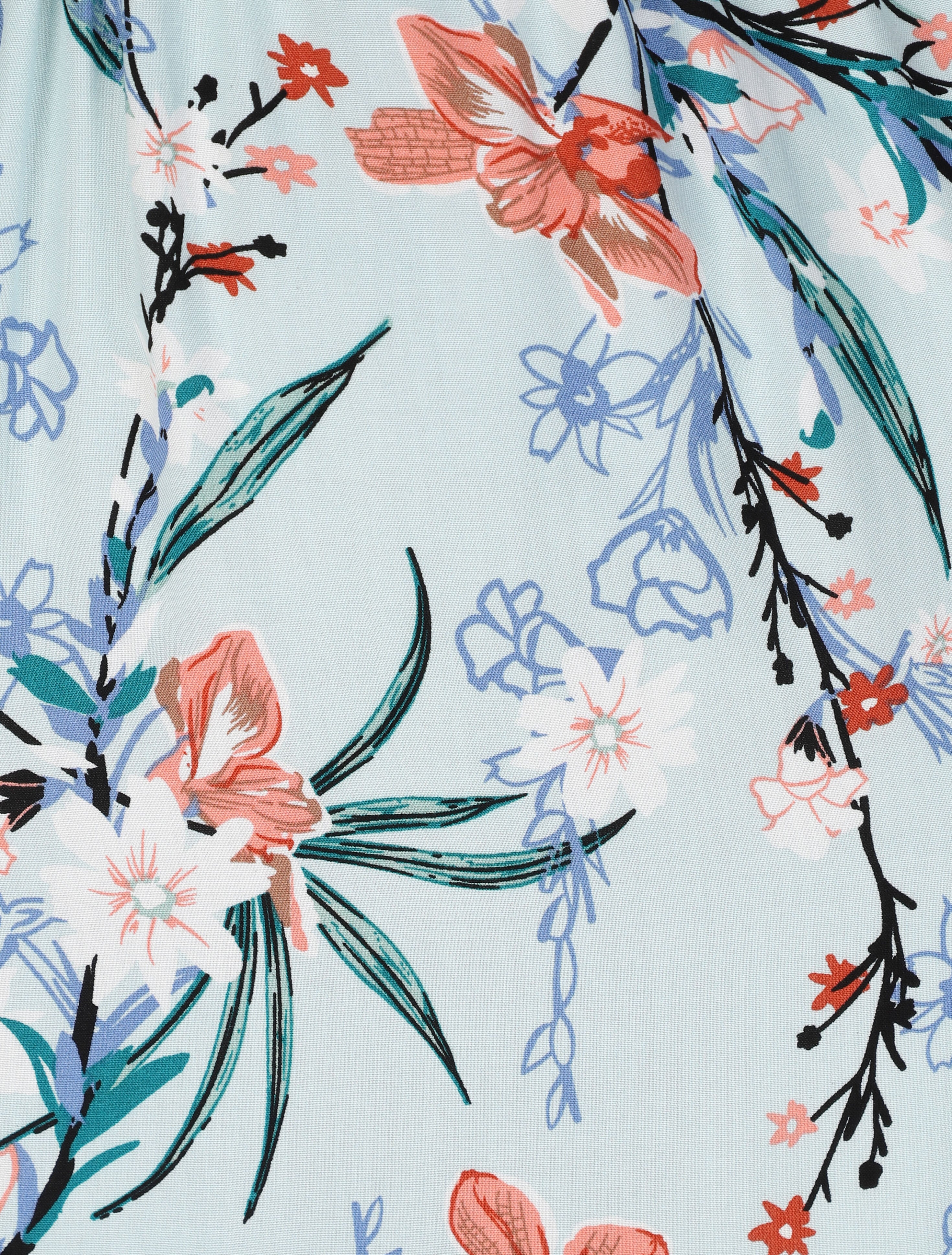 Robe longue empire à col cache-coeur imprimé bouquet fleuri - Bleu clair - Image 4