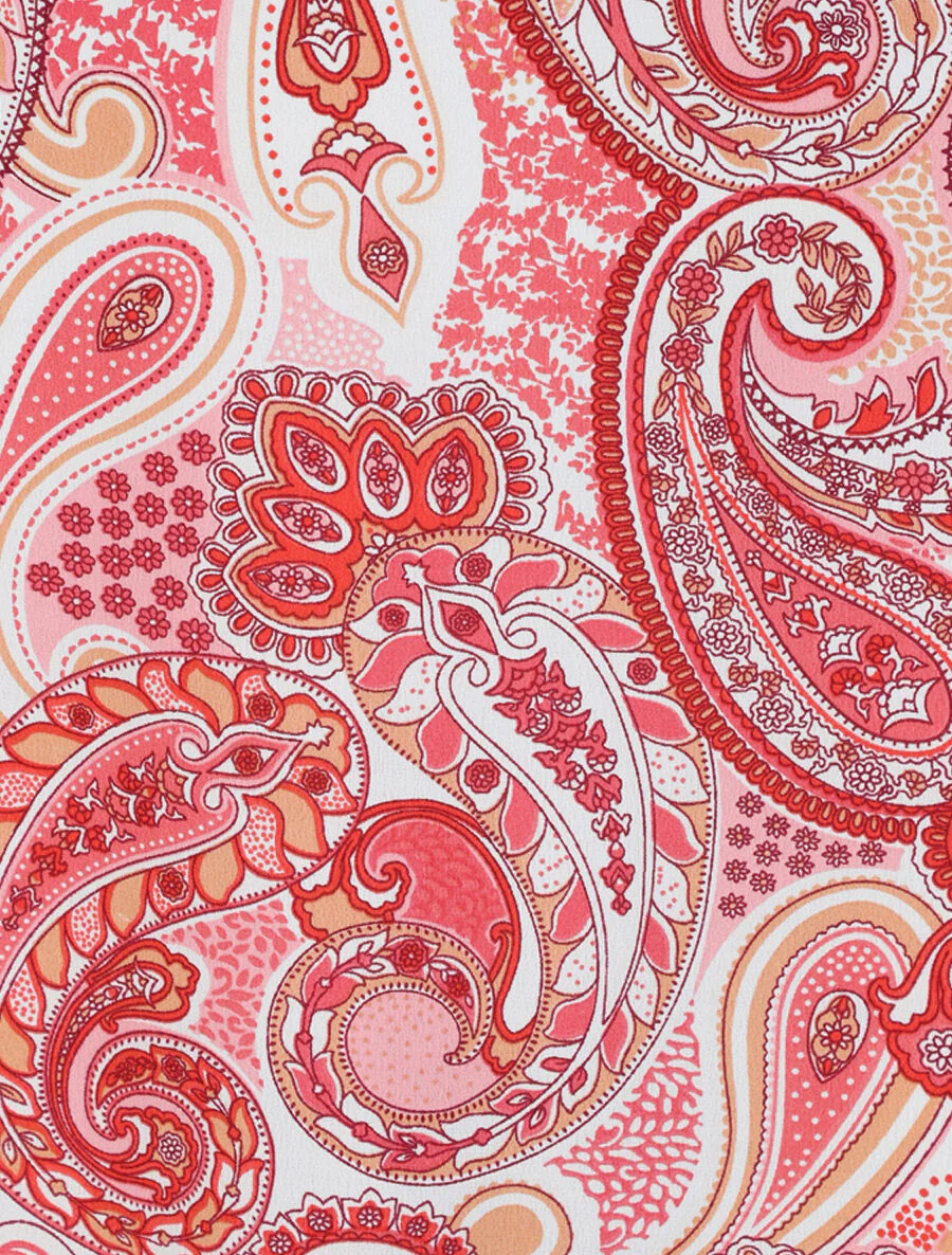 Robe longue empire imprimé cachemire à bretelles - Rose - Image 3
