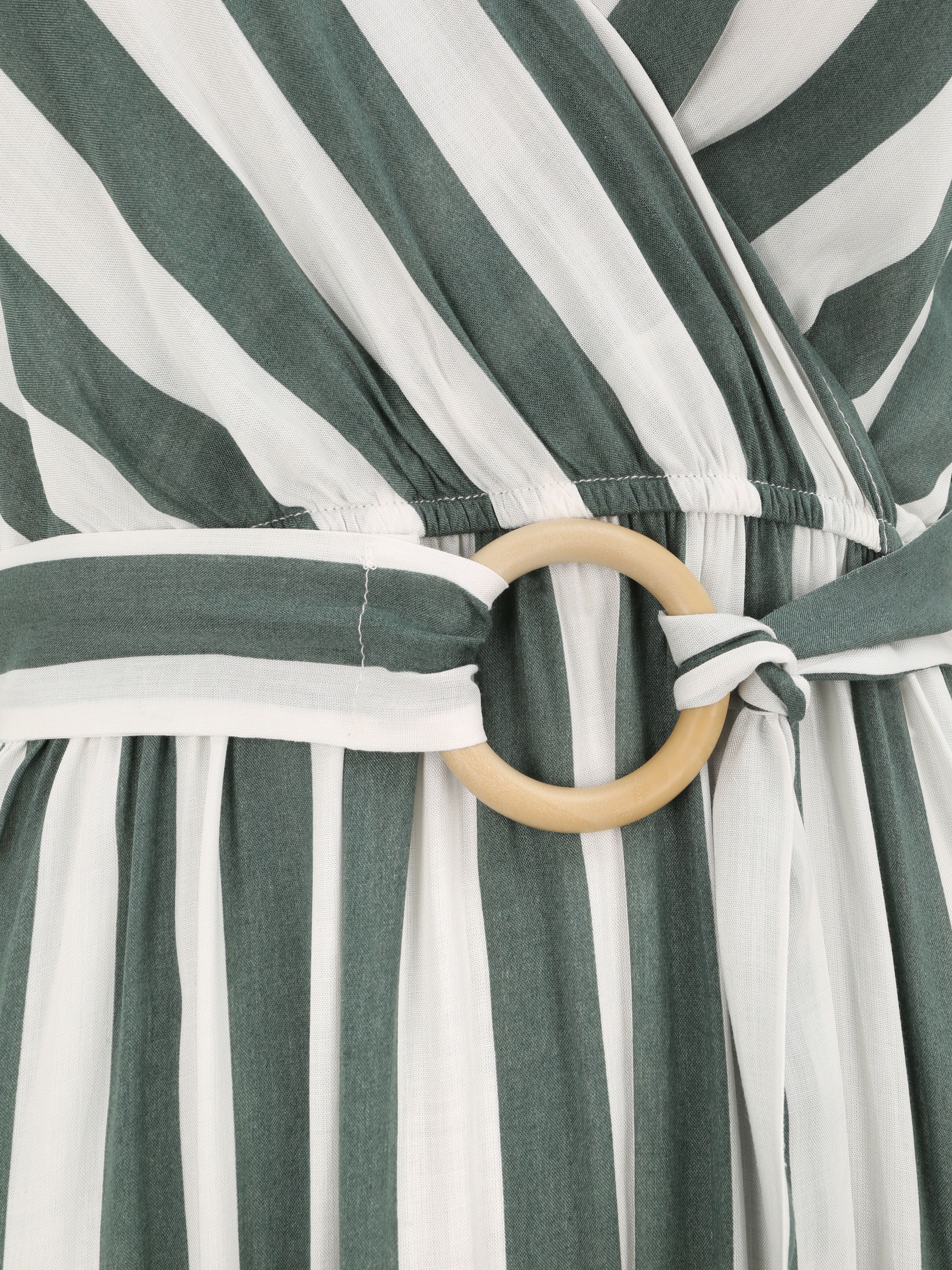 Robe longue empire imprimé rayé - Vert - Image 3