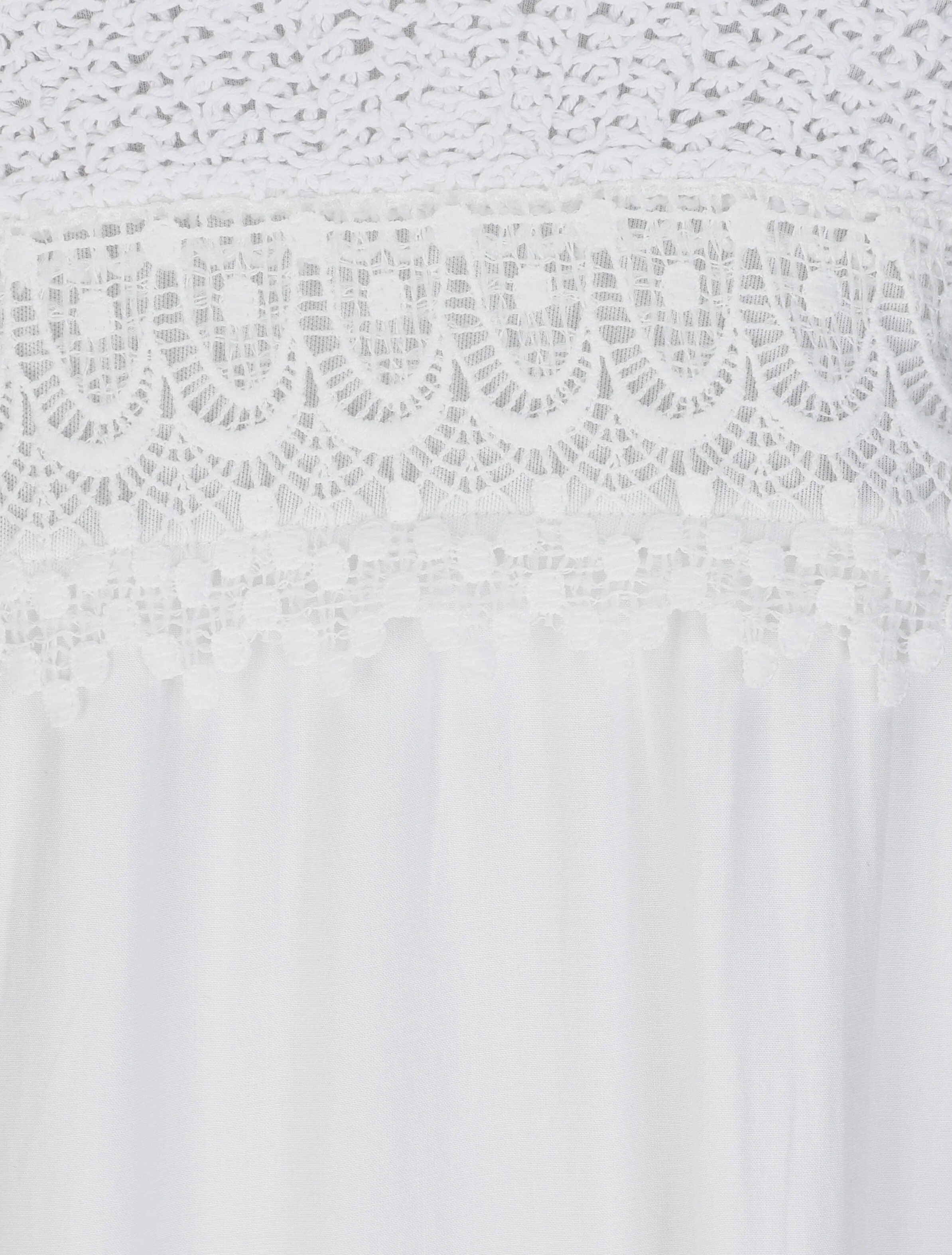 Robe longue empire unie à buste en crochet - Blanc - Image 3