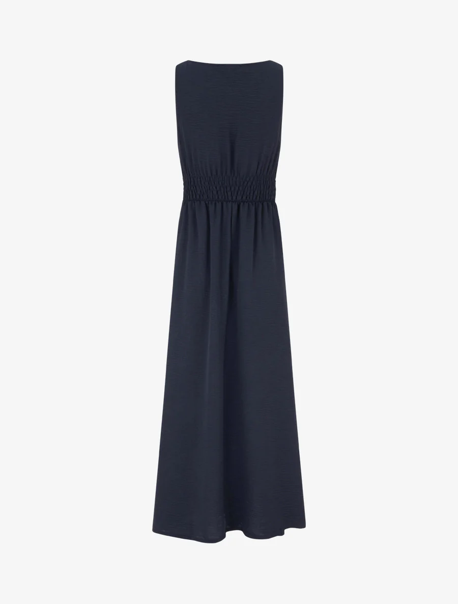 Robe longue évasée à bretelles perlées - Marine - Image 2