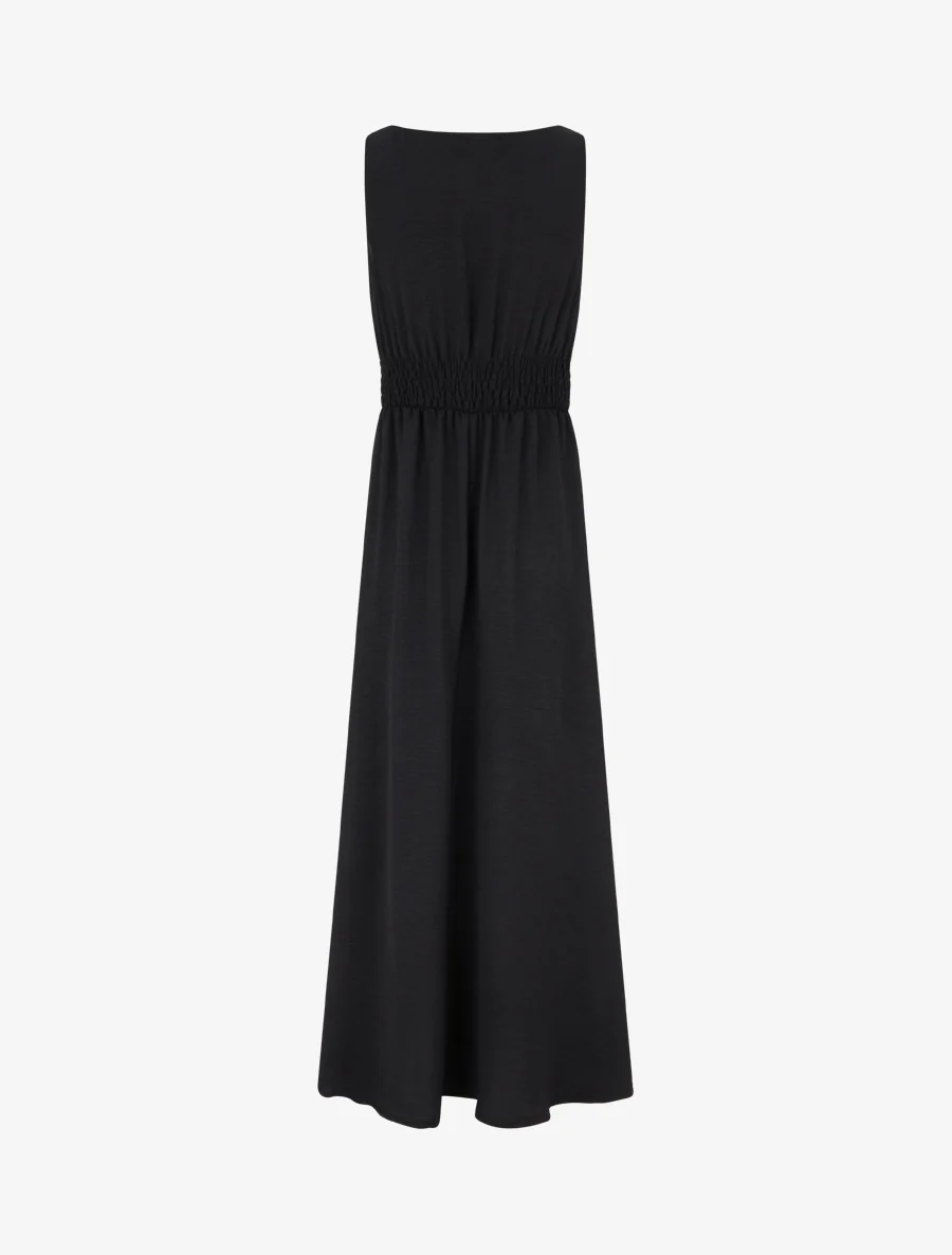 Robe longue évasée à bretelles perlées - Noir - Image 2