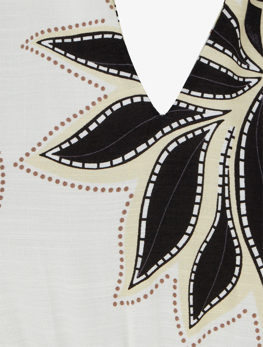 Robe longue évasée imprimé ananas - Noir - Image 3