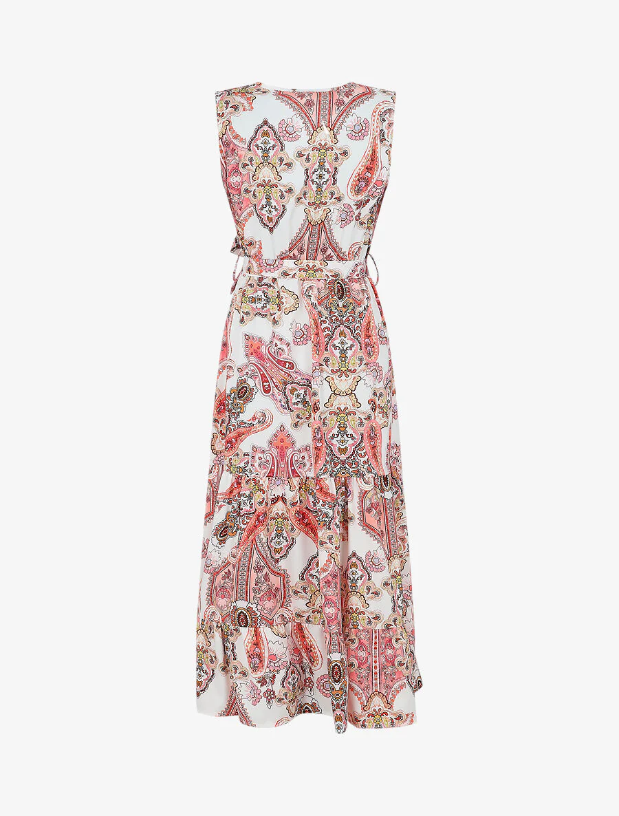 Robe longue évasée imprimé cachemire stylisé - Rose pâle - Image 2