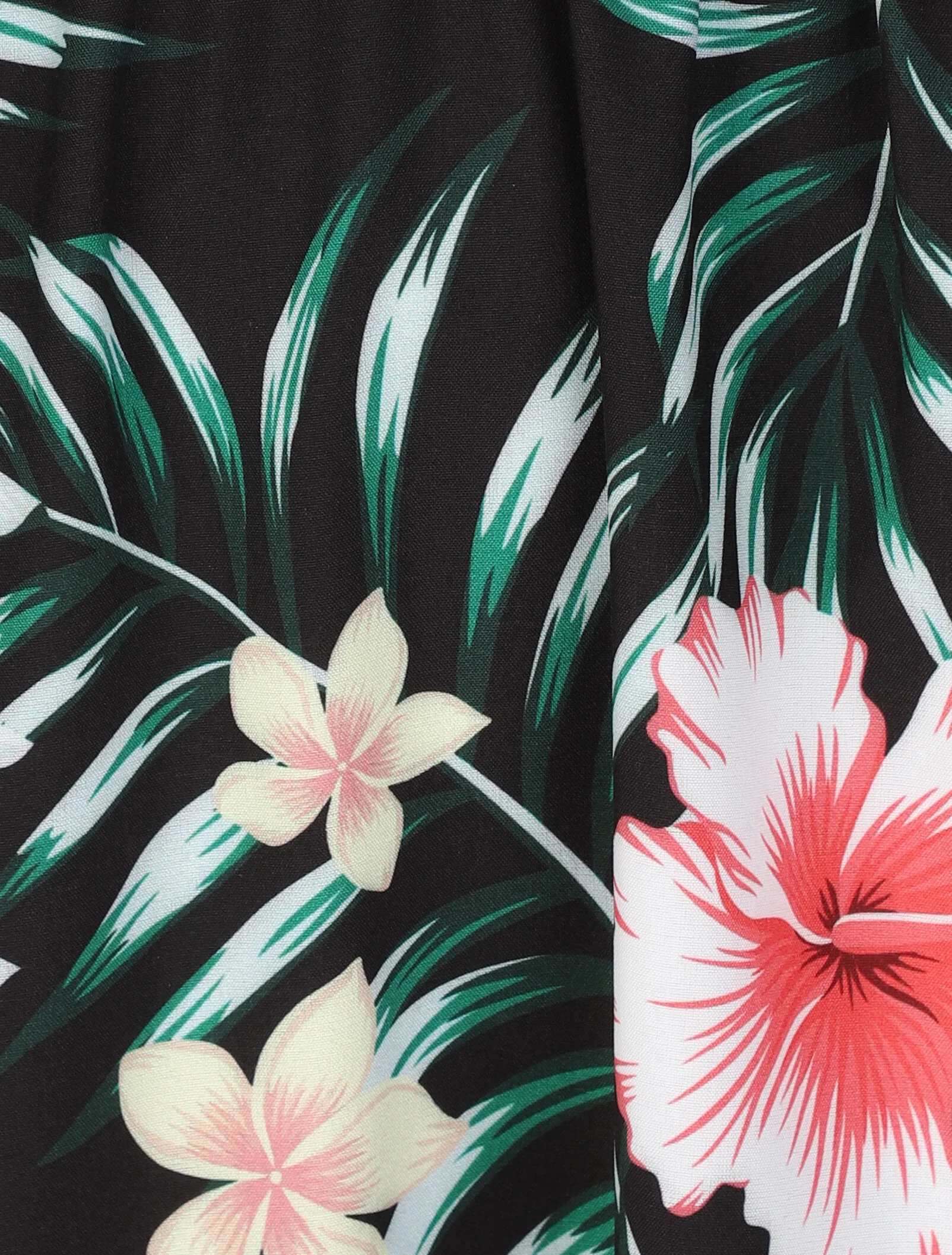 Robe longue évasée imprimé hibiscus col à noeud - Noir - Image 3
