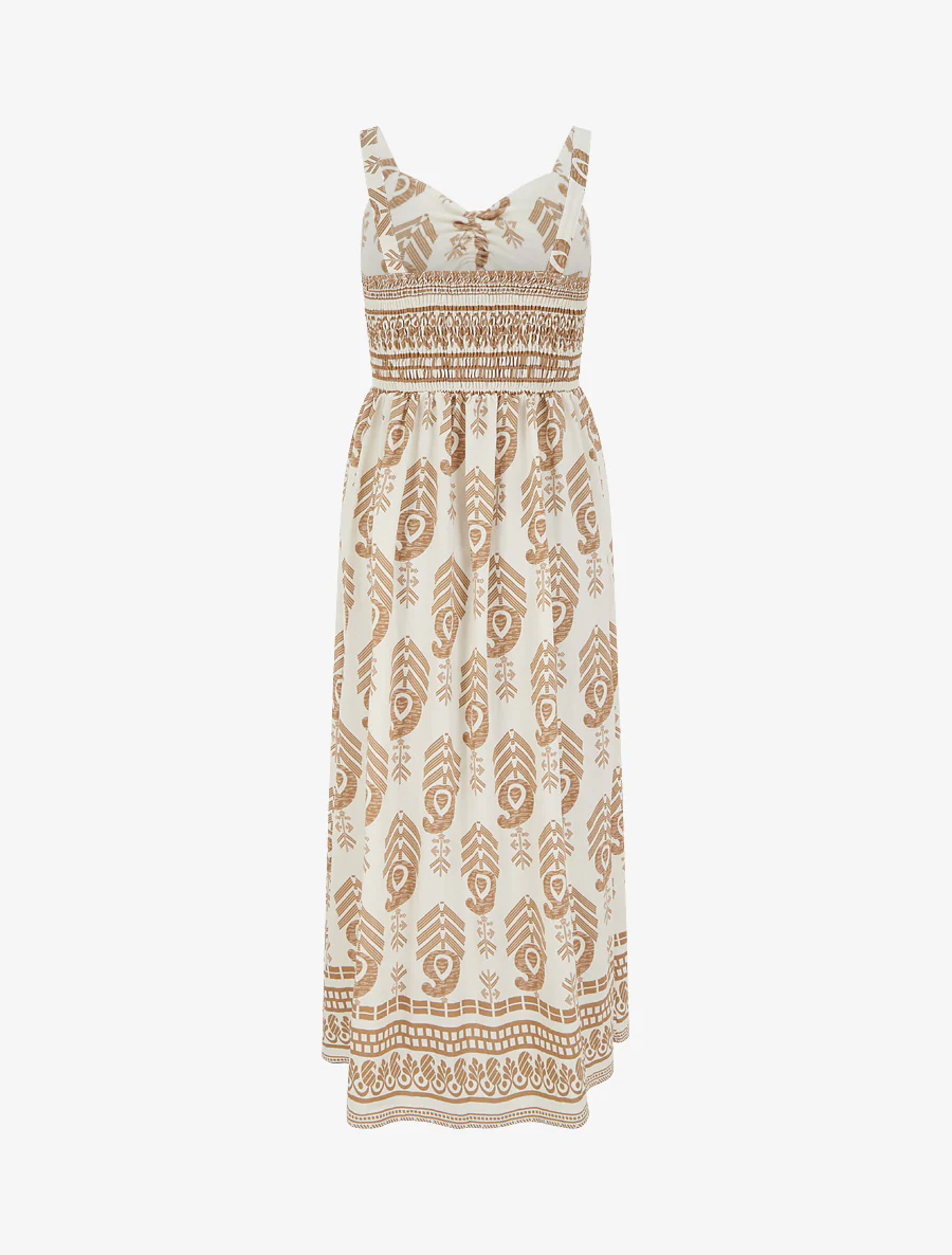 Robe longue évasée imprimée - Taupe - Image 2