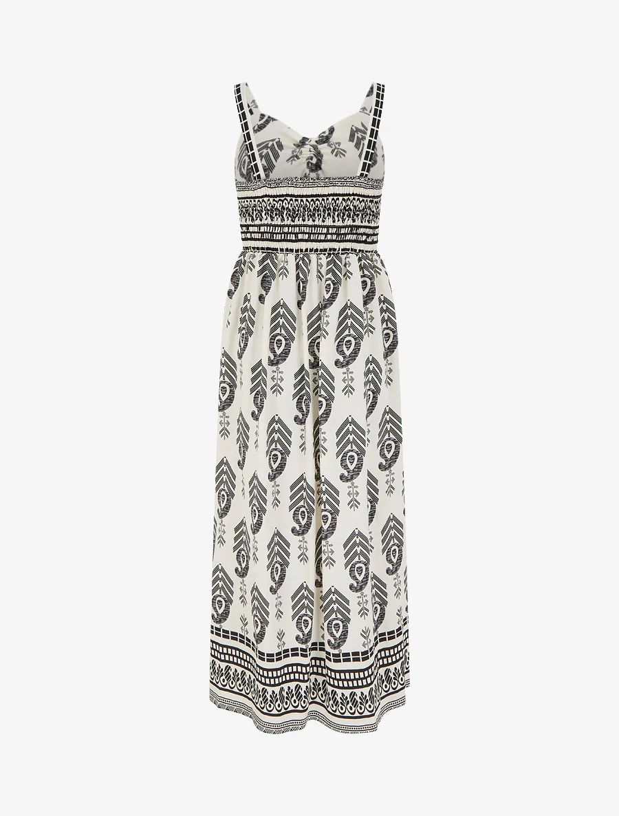 Robe longue évasée imprimée - Noir - Image 2