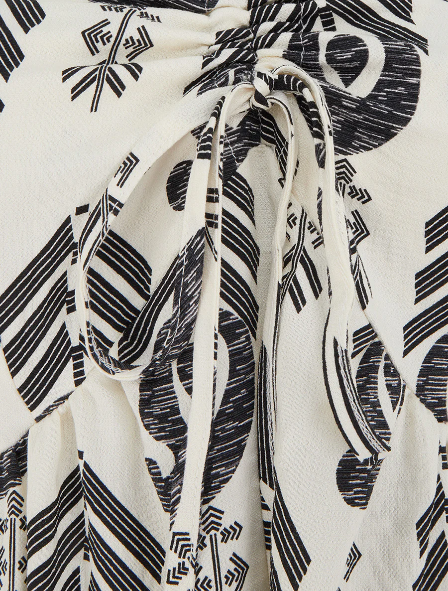 Robe longue évasée imprimée - Noir - Image 3