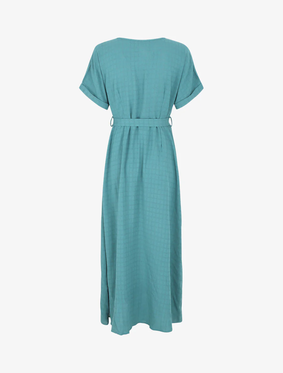 Robe longue évasée manches courtes - Turquoise - Image 2