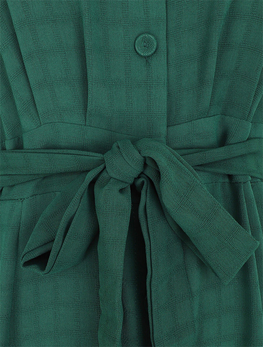 Robe longue évasée manches courtes - Vert - Image 3