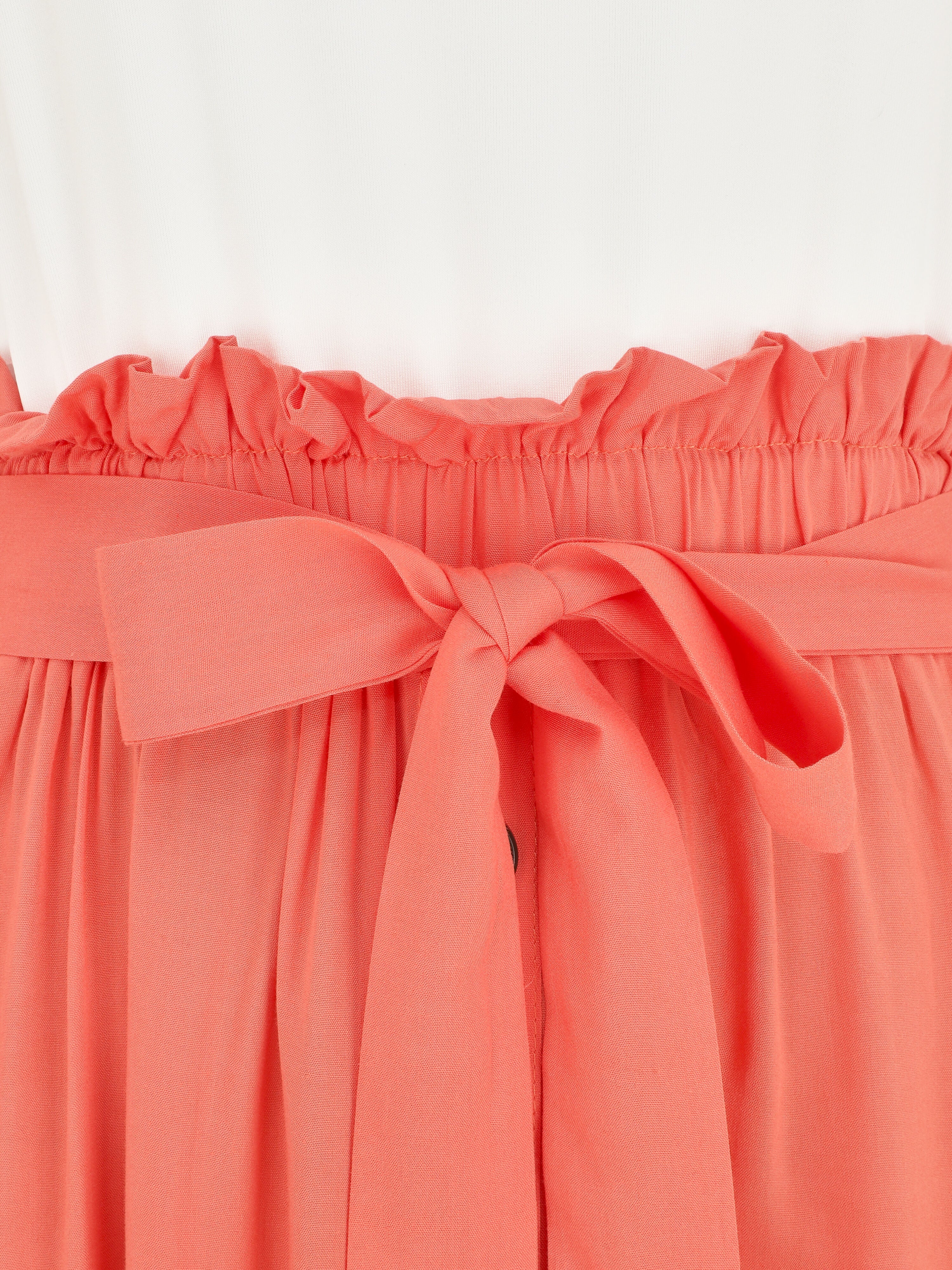 Robe longue évasée sans manches bicolore - Saumon - Image 3