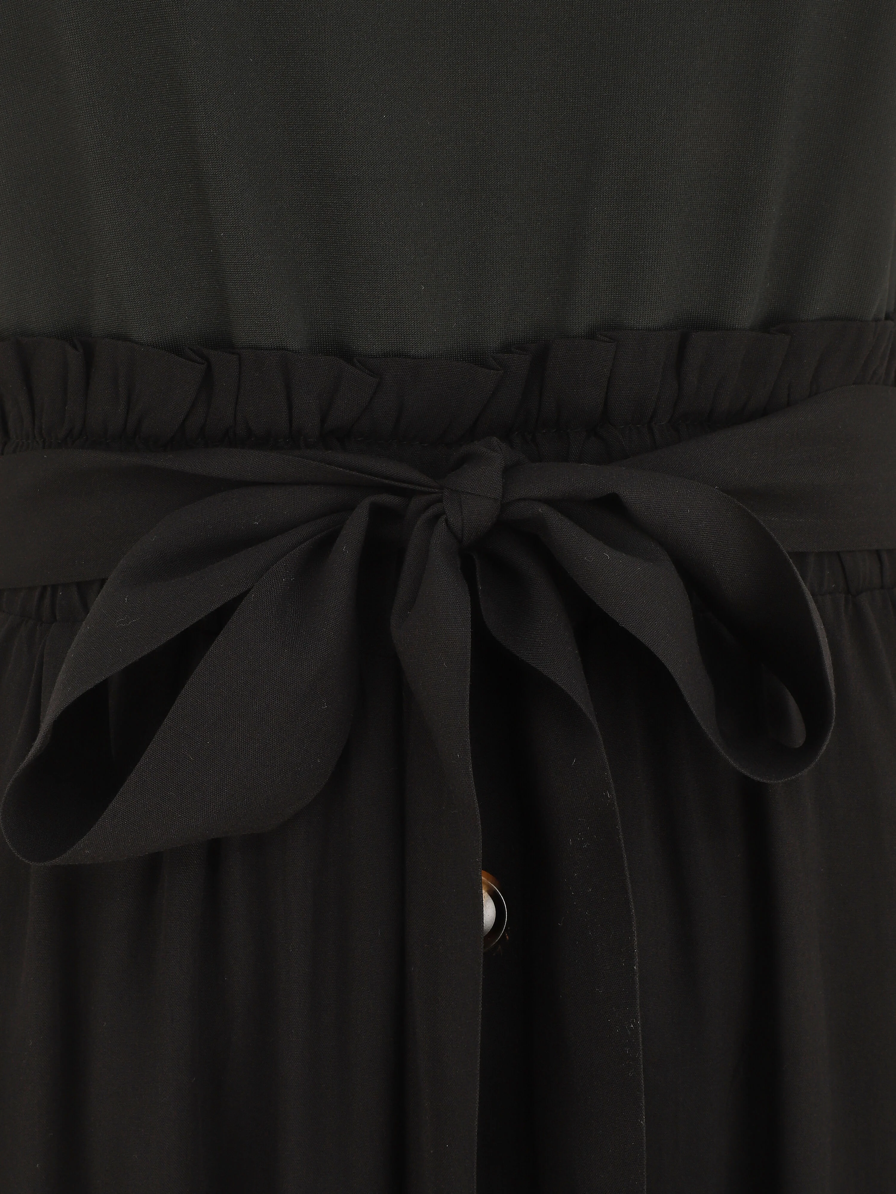 Robe longue évasée sans manches bicolore - Noir - Image 3