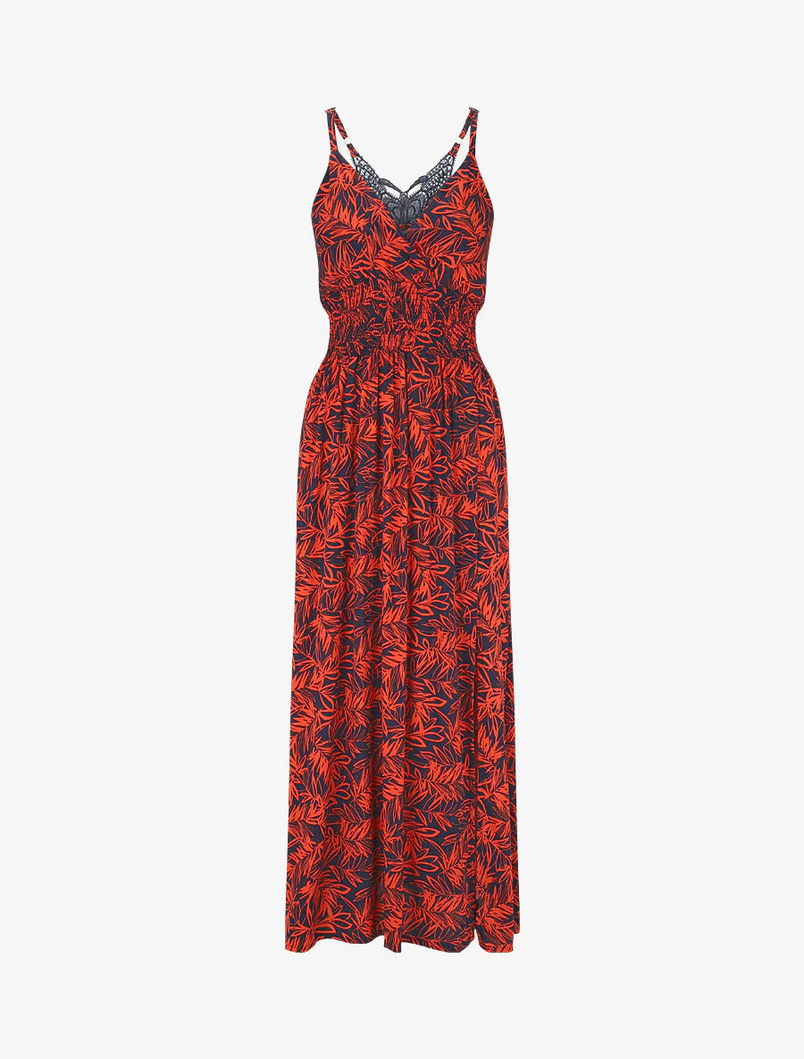 Robe longue fendue à dos ajouré - Bleu nuit