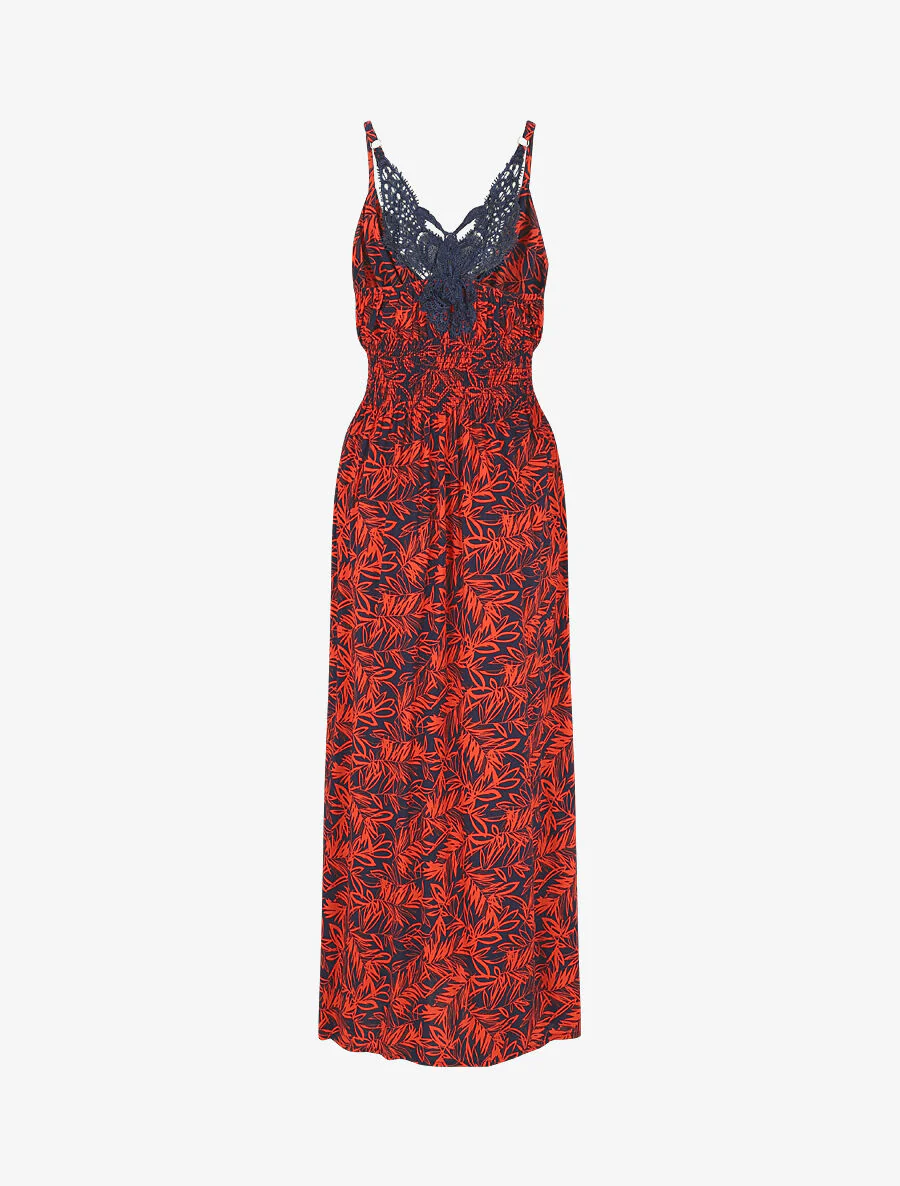 Robe longue fendue à dos ajouré - Bleu nuit - Image 2