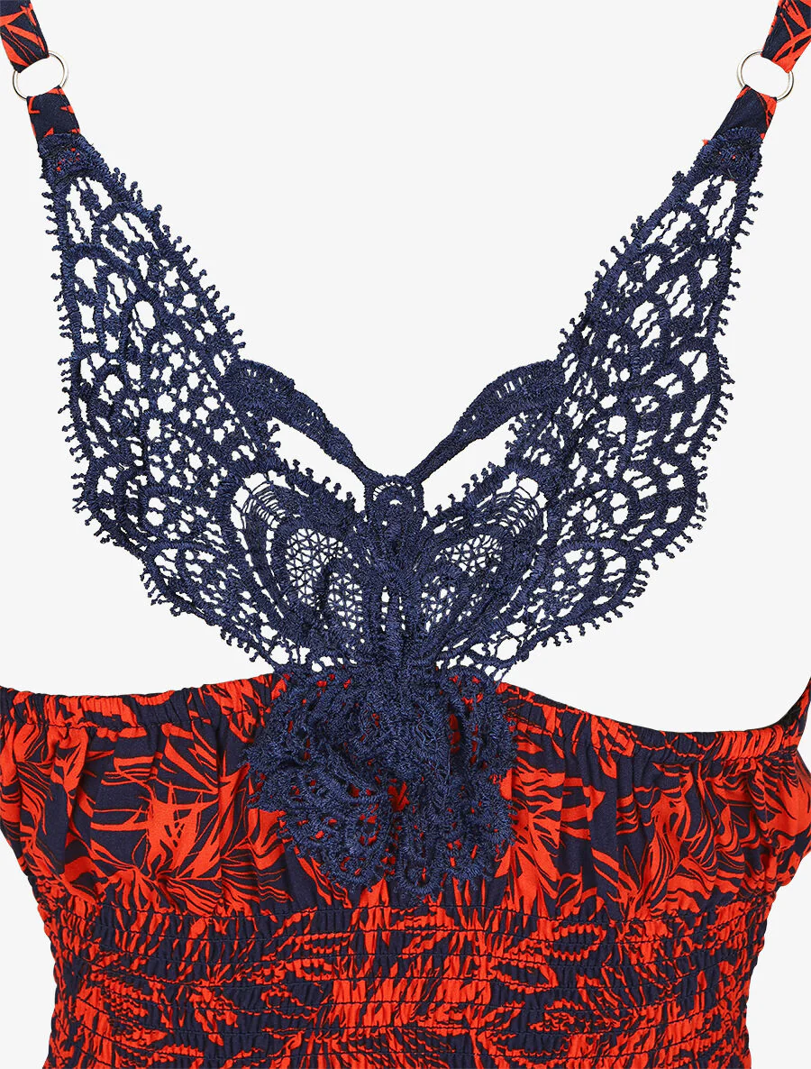 Robe longue fendue à dos ajouré - Bleu nuit - Image 3