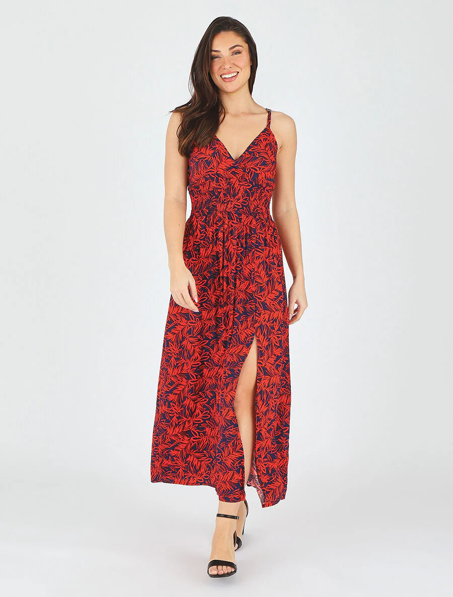 Robe longue fendue à dos ajouré - Bleu nuit - Image 4