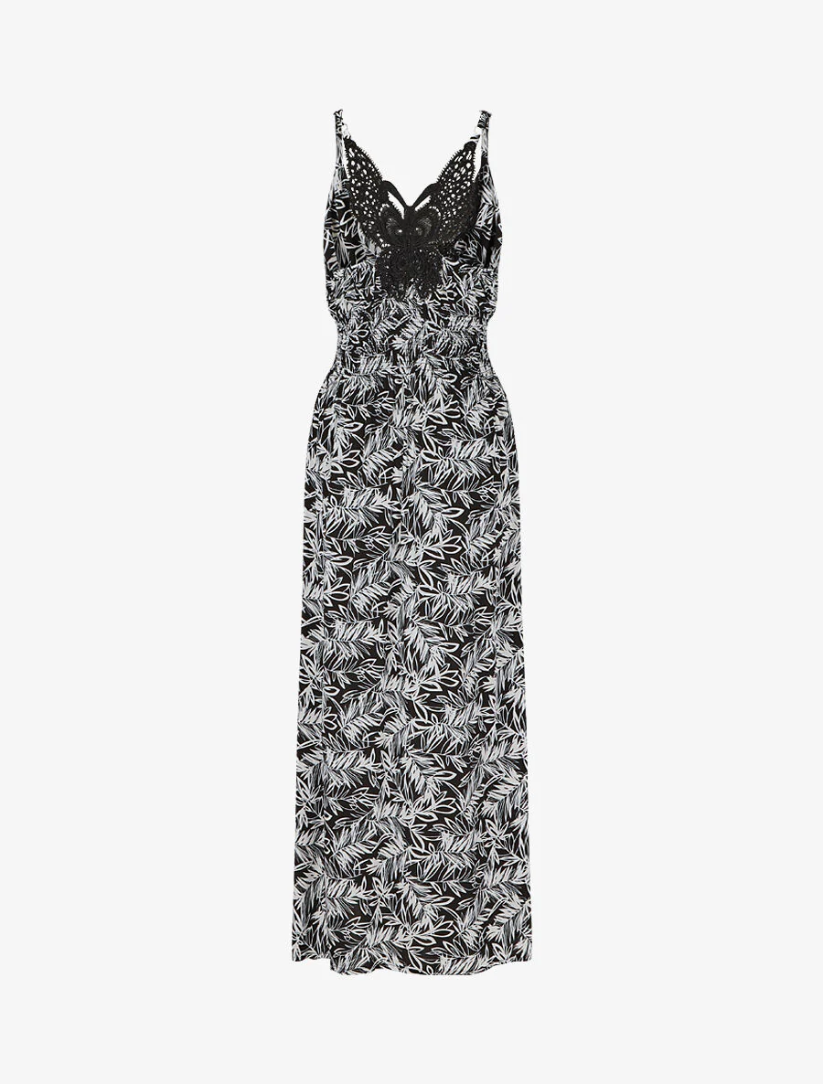 Robe longue fendue à dos ajouré - Noir - Image 2