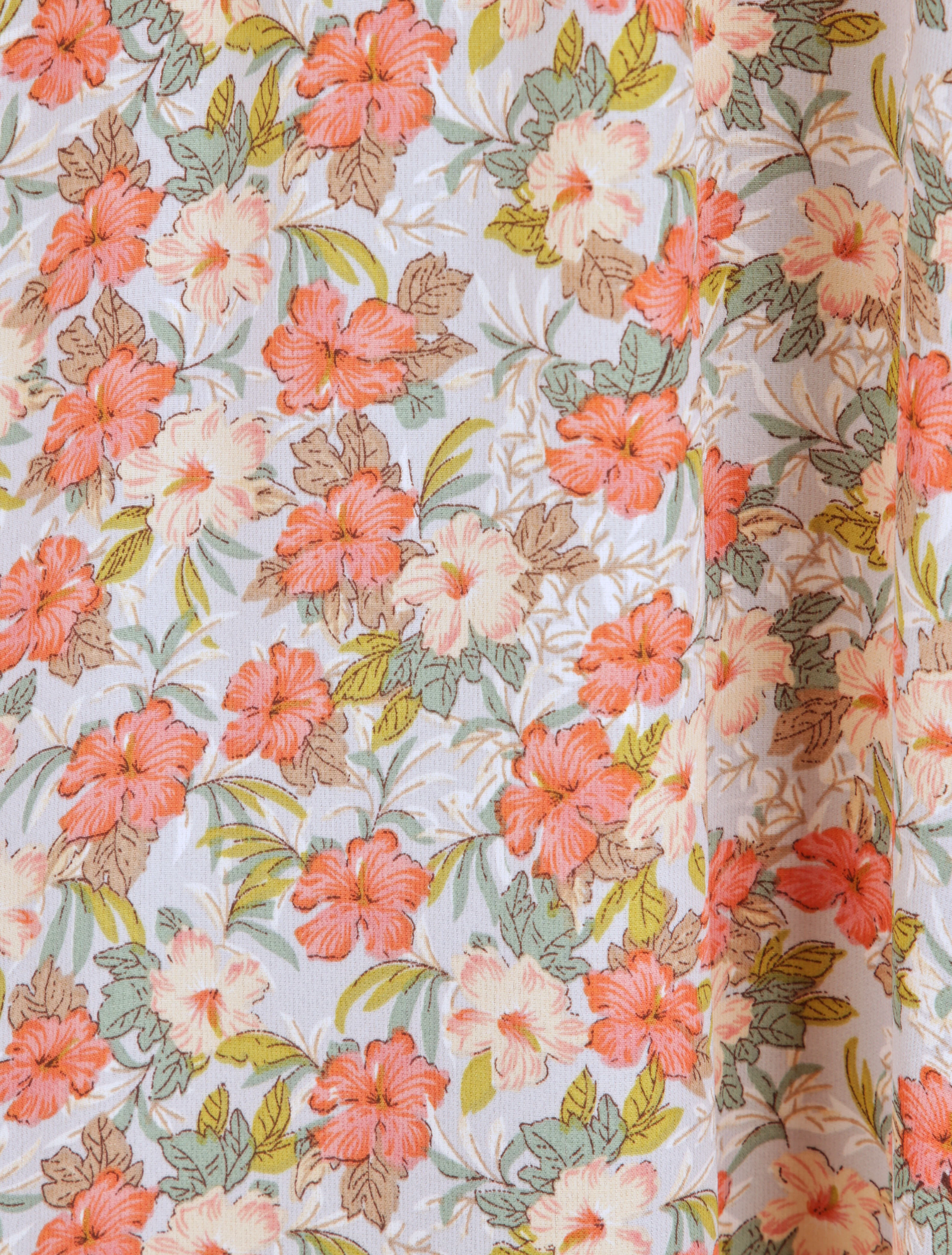 Robe longue fleurie et à fines broderies - Orange - Image 4
