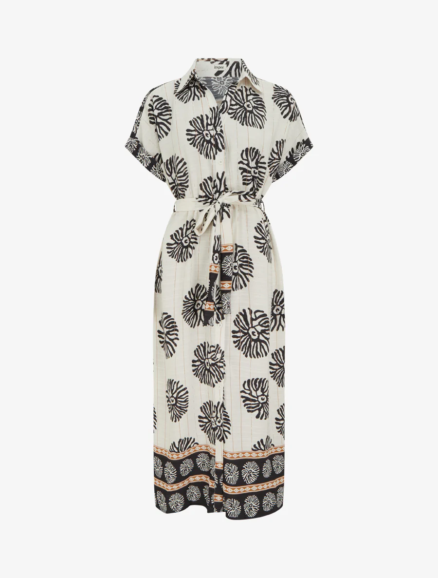 Robe longue imprimé fantaisie à manches courtes - Noir