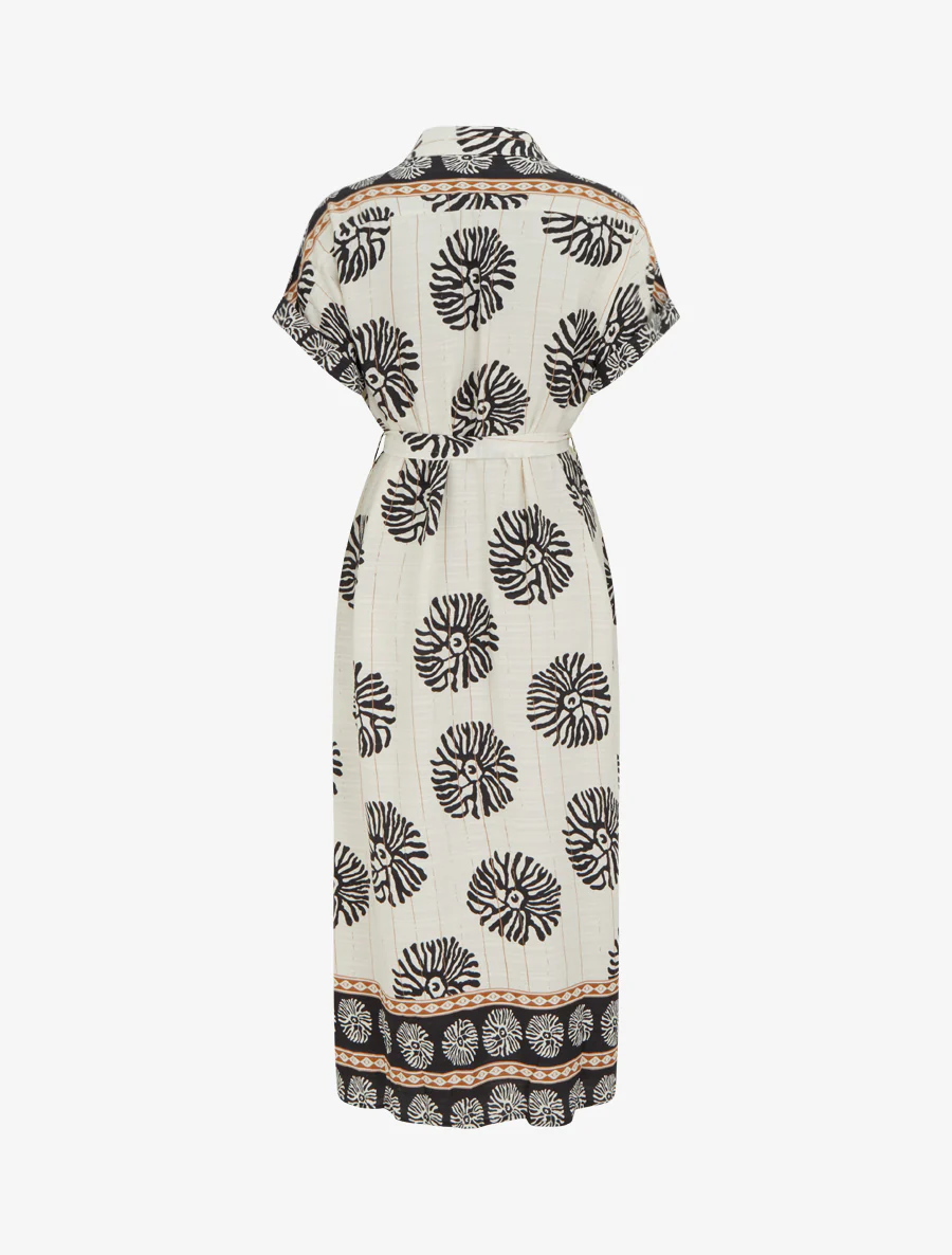 Robe longue imprimé fantaisie à manches courtes - Noir - Image 2