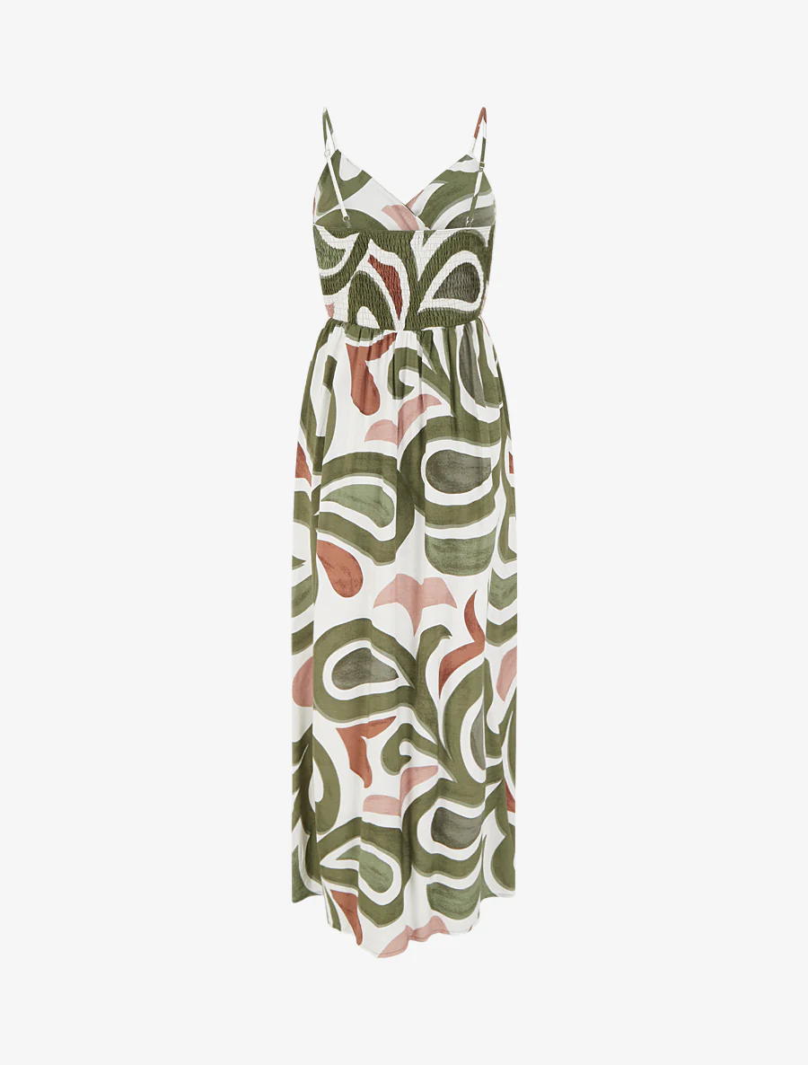 Robe longue imprimé fantaisie - Kaki - Image 2