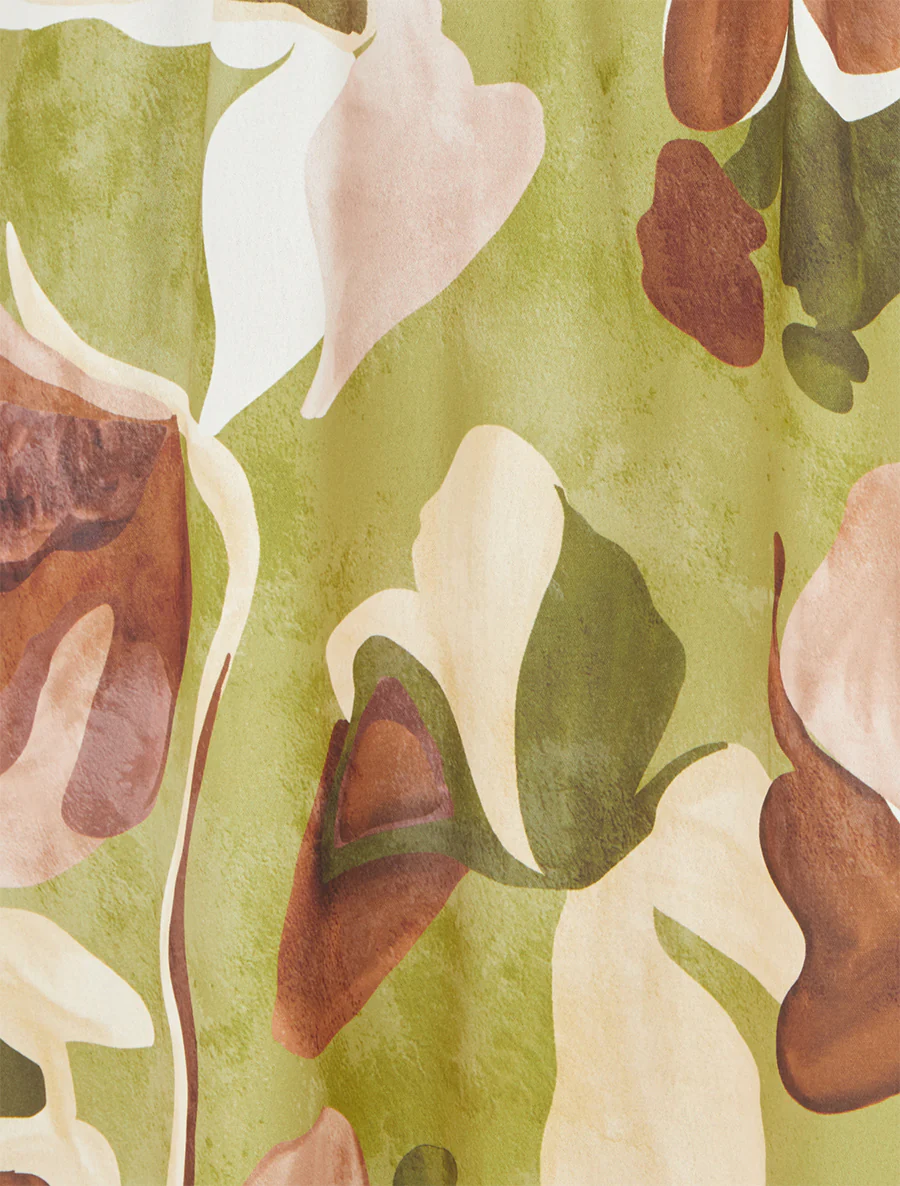 Robe longue imprimé fantaisie - Vert olive - Image 3
