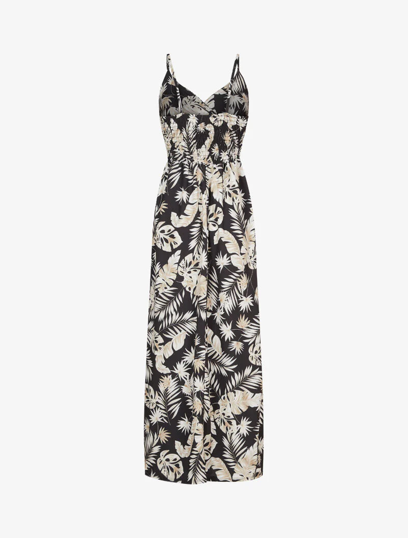 Robe longue imprimé feuillages - Noir - Image 3