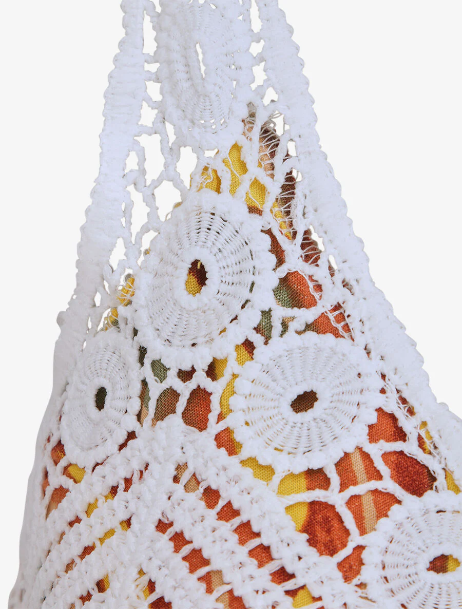 Robe longue imprimé feuilles exotiques et crochet - Jaune - Image 3