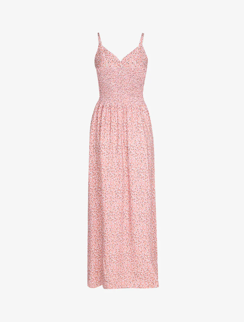 Robe longue imprimé fleurs de coton - rose - Image 2