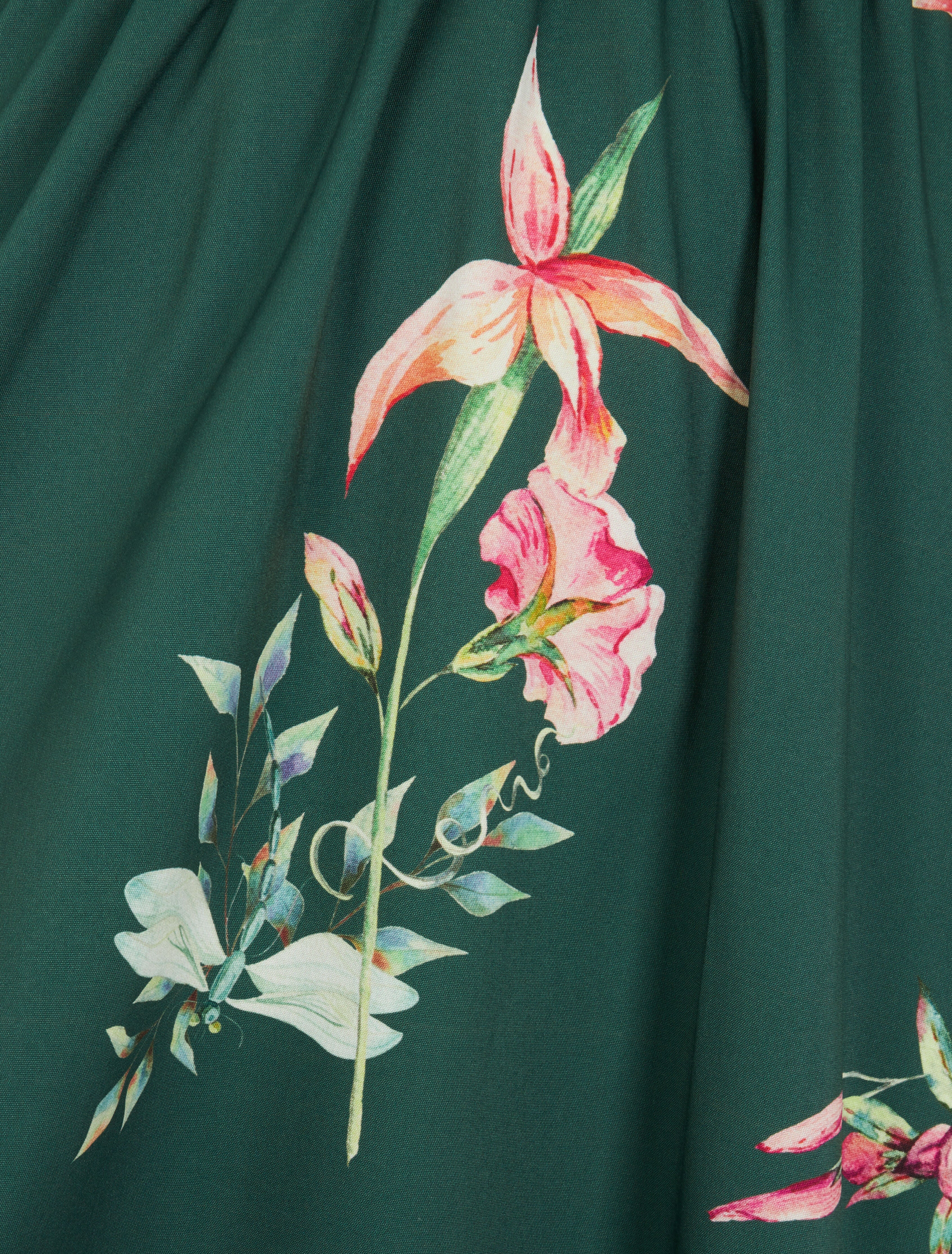 Robe longue imprimé fleurs de printemps à manches papillon - Vert émeraude - Image 3