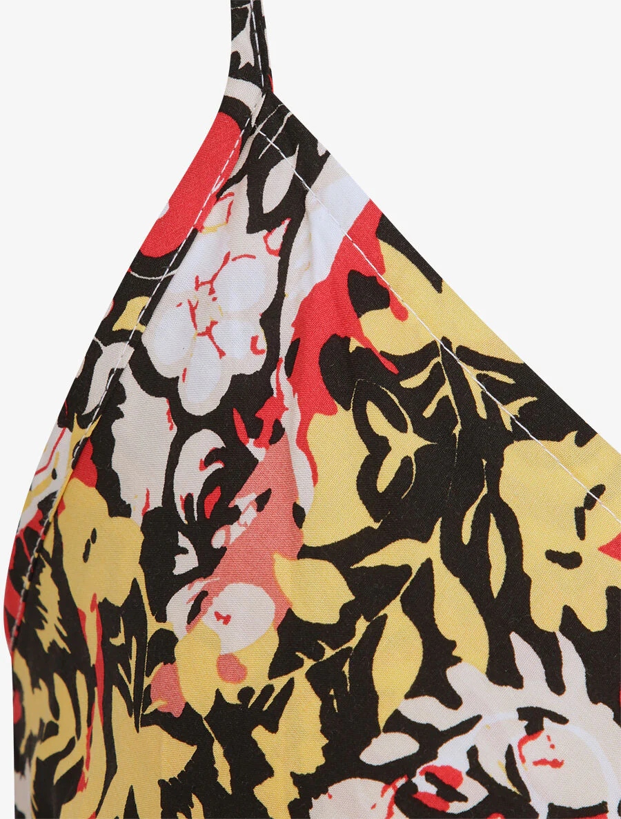 Robe longue imprimé foulard - Noir/rouge - Image 3