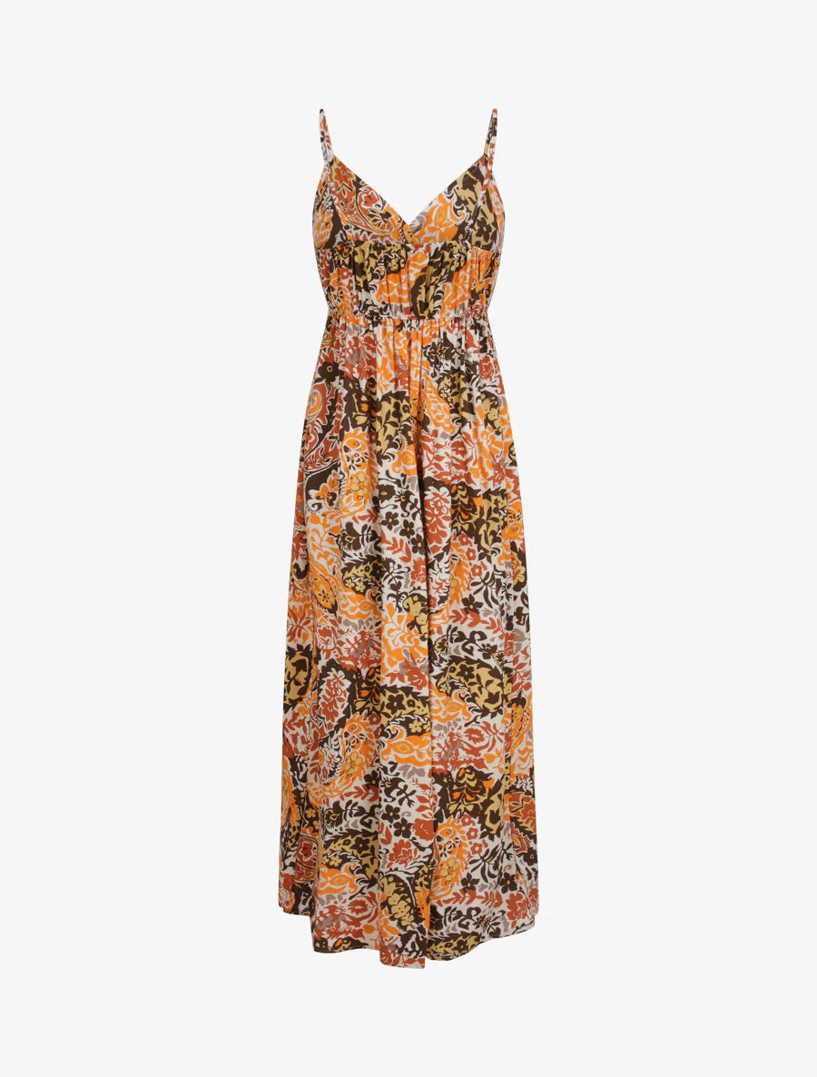 Robe longue imprimé foulard - Beige/orange - Image 2