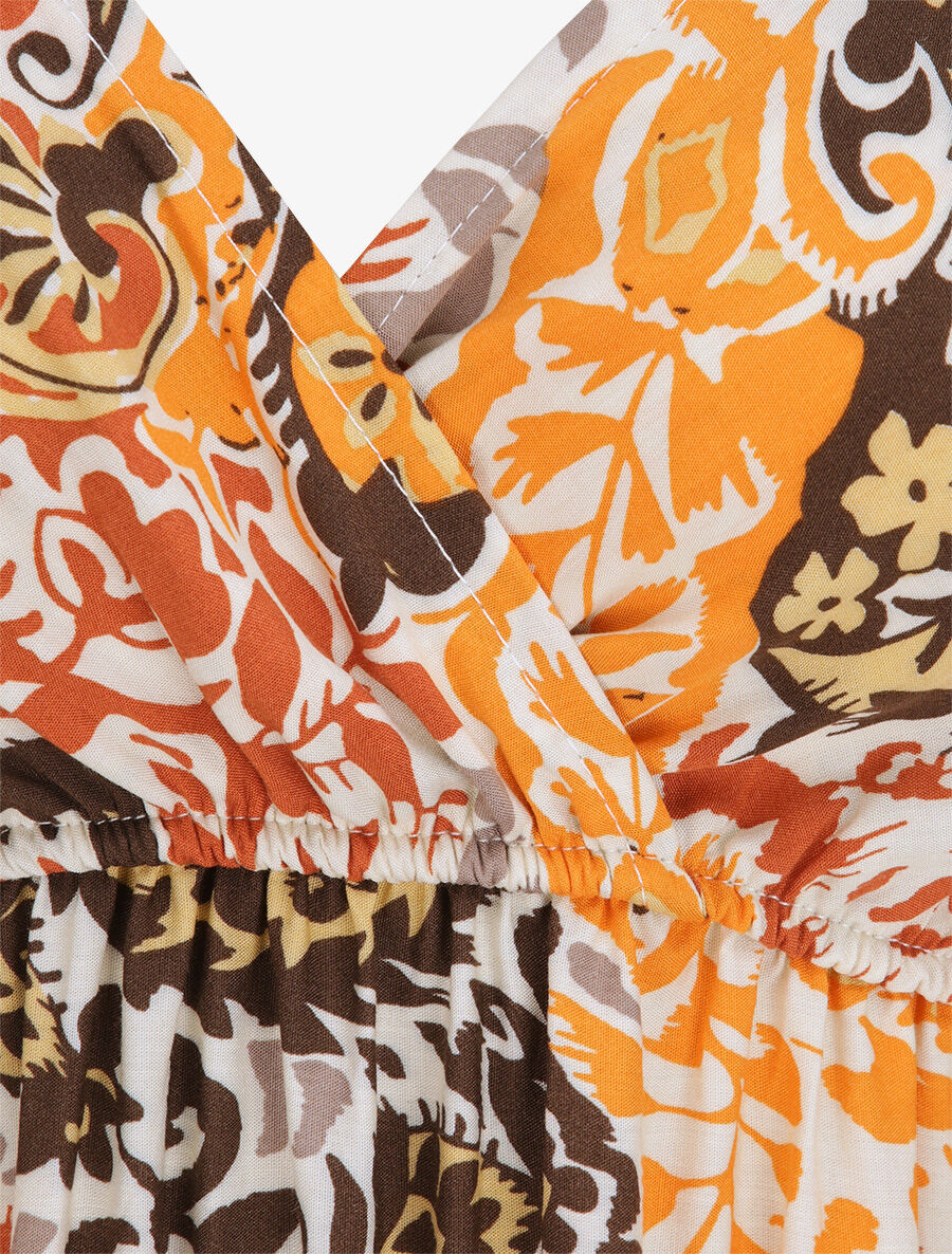 Robe longue imprimé foulard - Beige/orange - Image 3