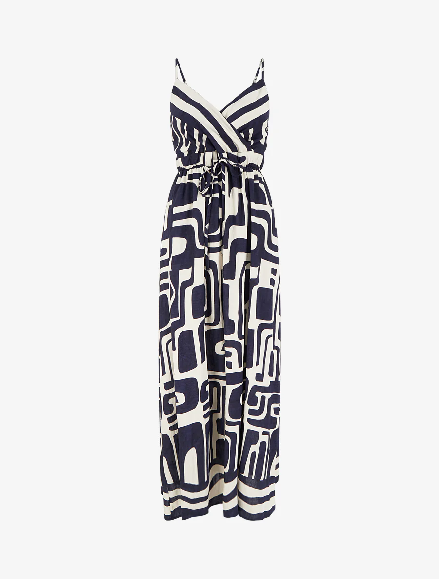 Robe longue imprimé graphique - Marine