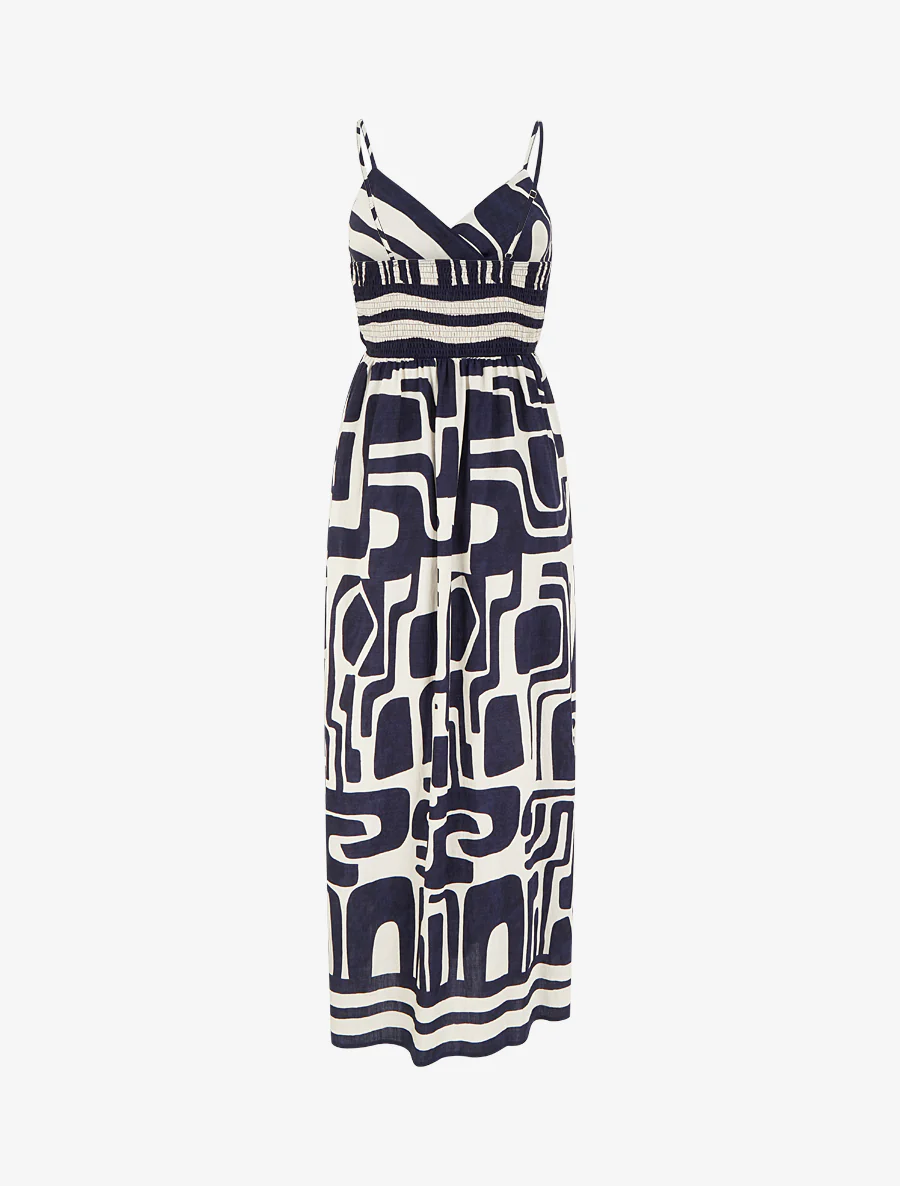 Robe longue imprimé graphique - Marine - Image 2
