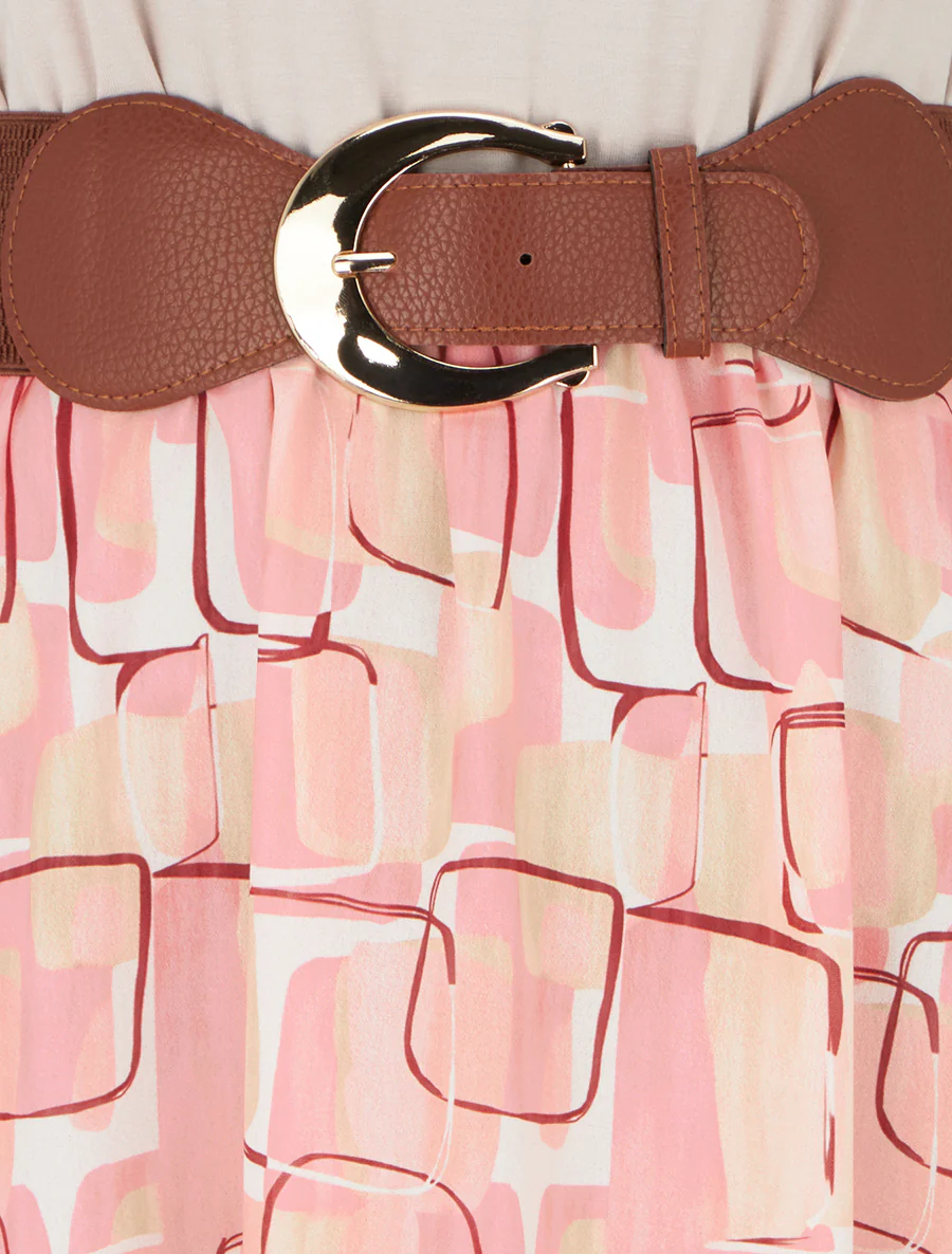 Robe longue imprimé graphique - Rose saumon - Image 3