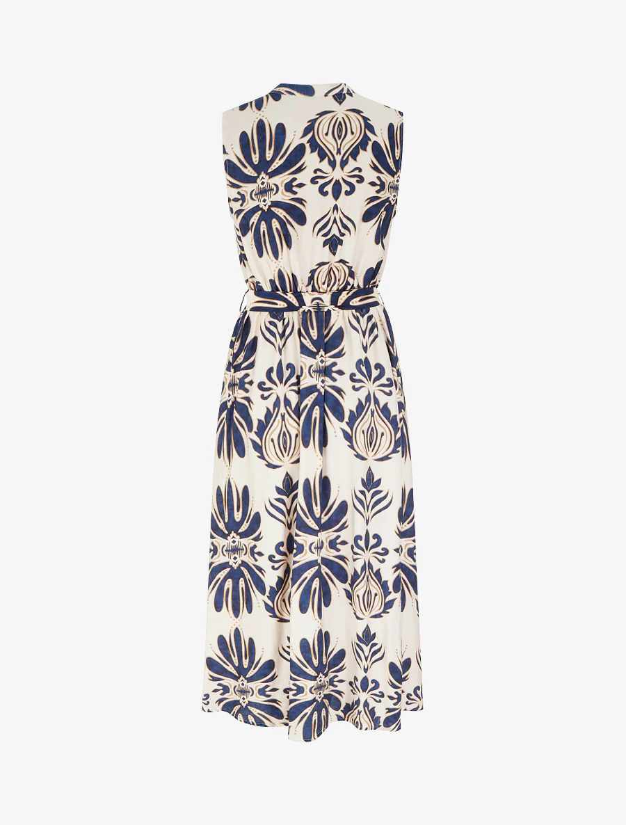 Robe longue imprimé ikat à boutons décoratifs - Marine - Image 2