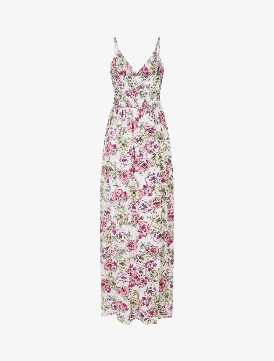 Robe longue imprimé multi-fleurs - Blanc - Image 2