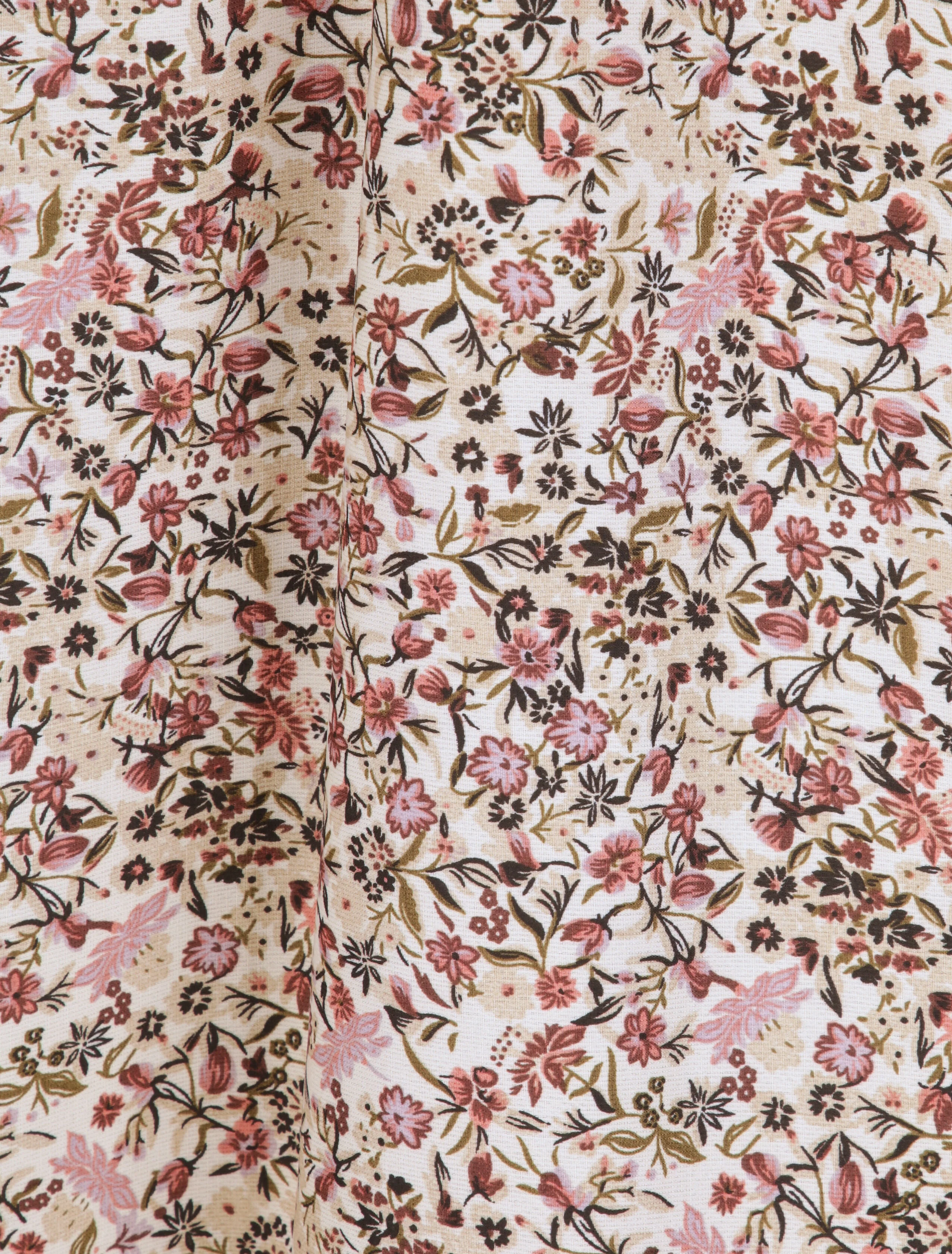 Robe longue imprimé petites fleurs à col V en dentelle - Beige - Image 4