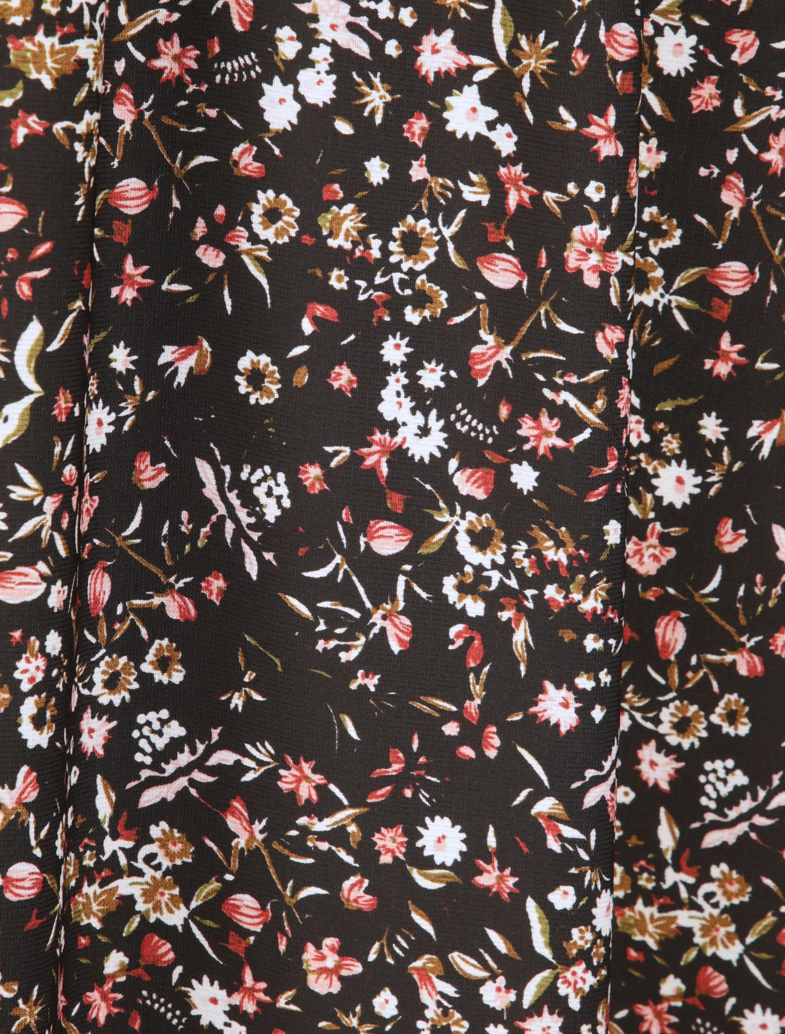 Robe longue imprimé petites fleurs à col V en dentelle - Noir - Image 4