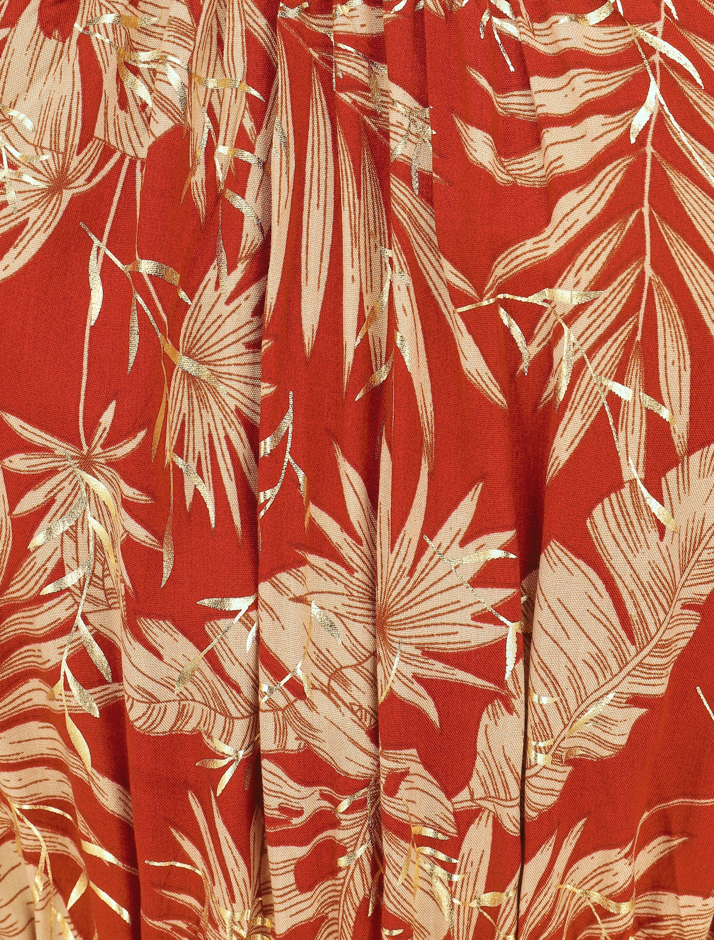 Robe longue imprimé tropical irisé à bretelles - Brique - Image 3