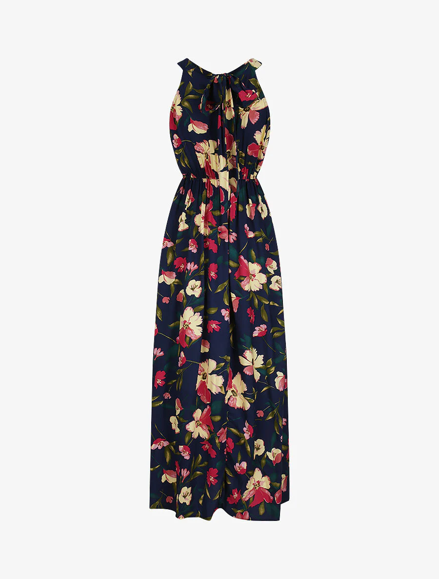 Robe longue imprimée marguerites géantes - Marine/rose - Image 2